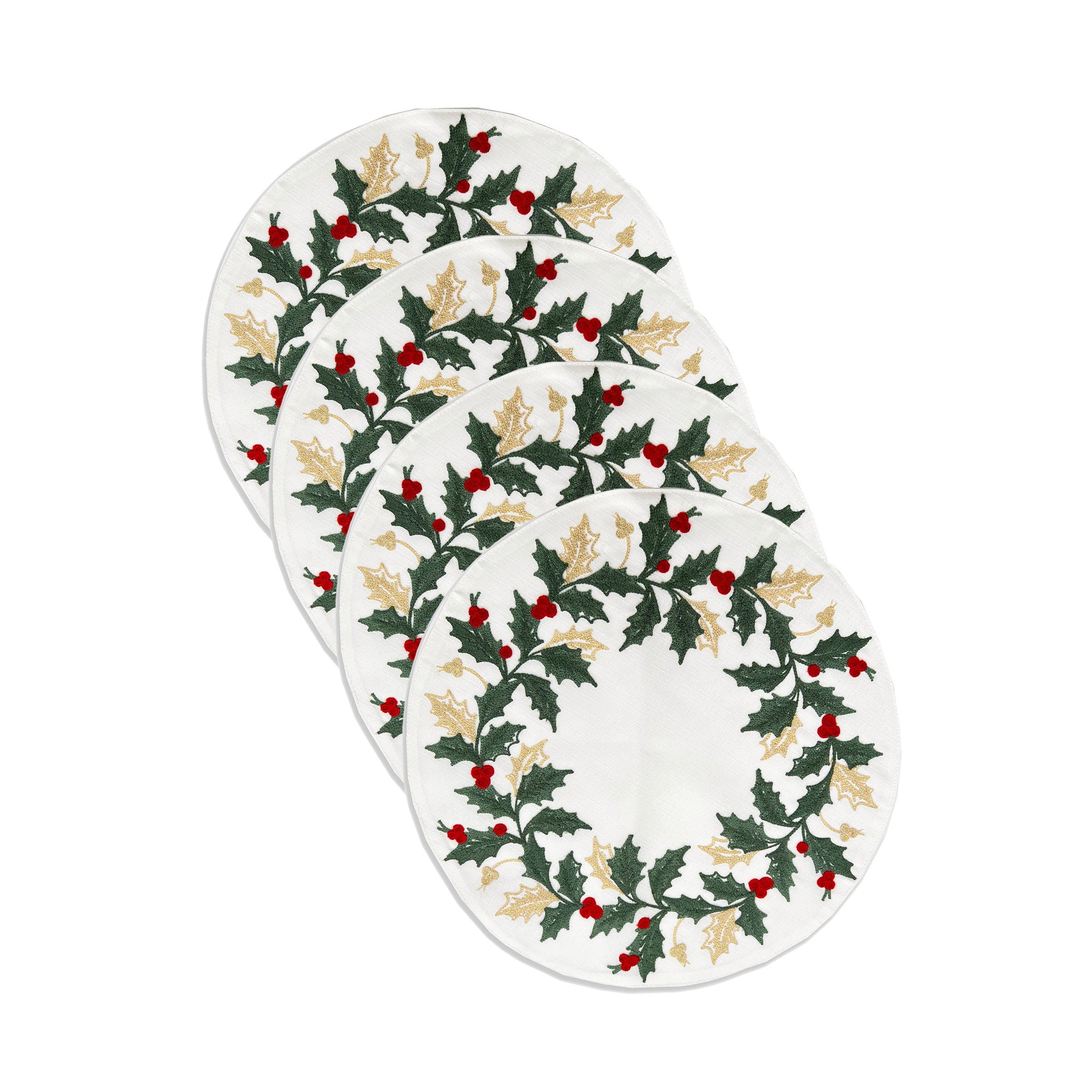 Holiday Embroidered Placemats Set of 4 for Festive Dining | CozyHearth