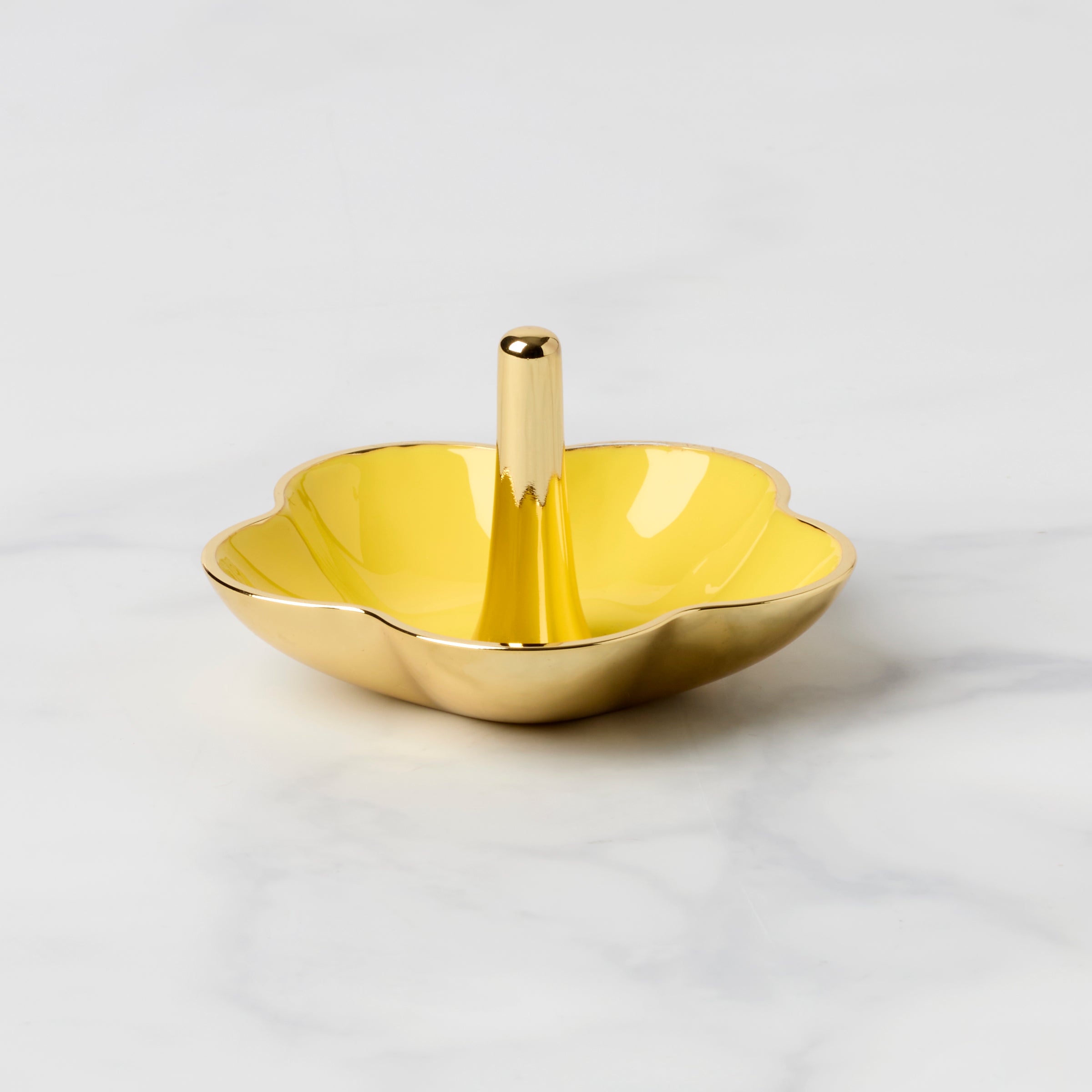 Yellow Metal Ring Dish with Floral Design | Kate Spade