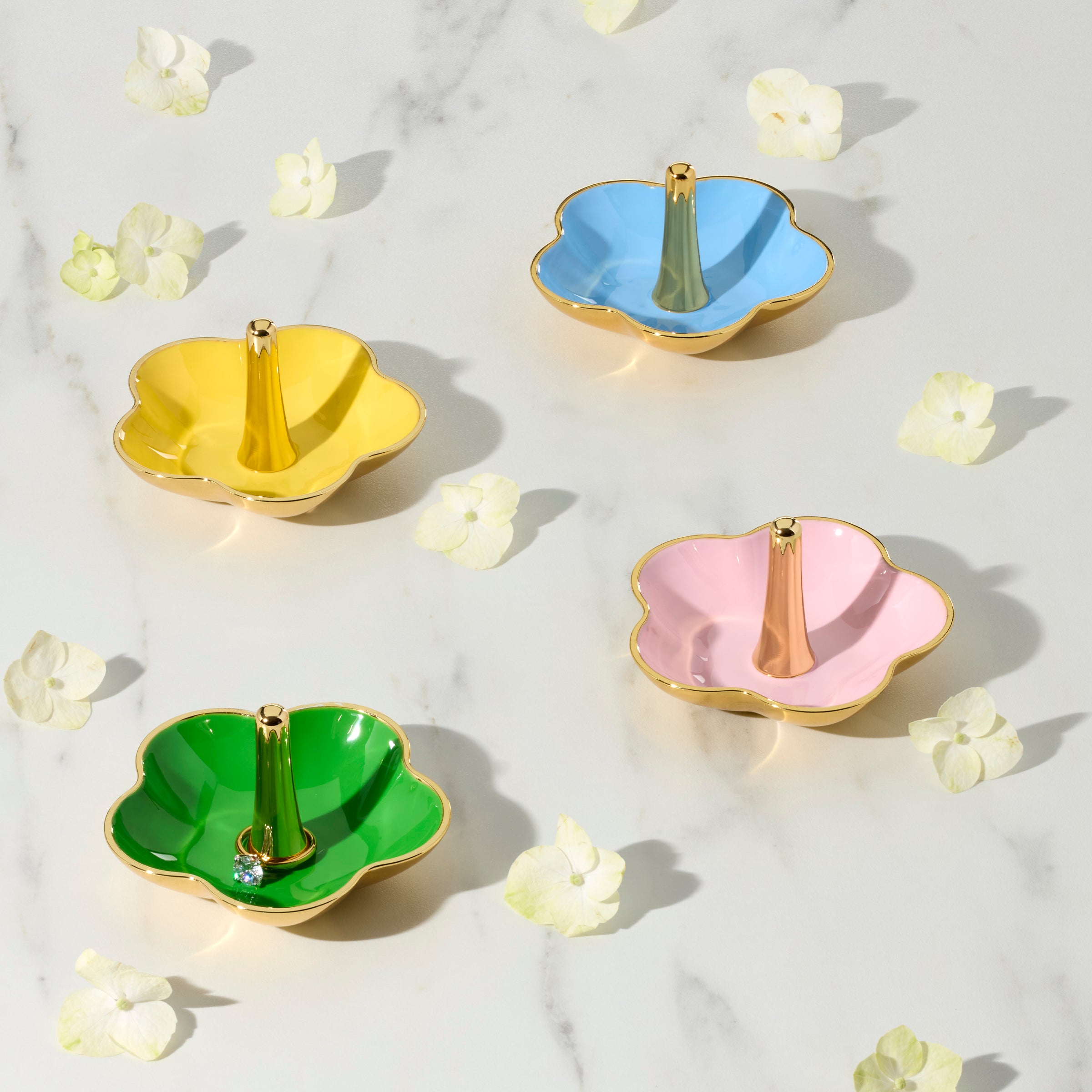 Yellow Metal Ring Dish with Floral Design | Kate Spade