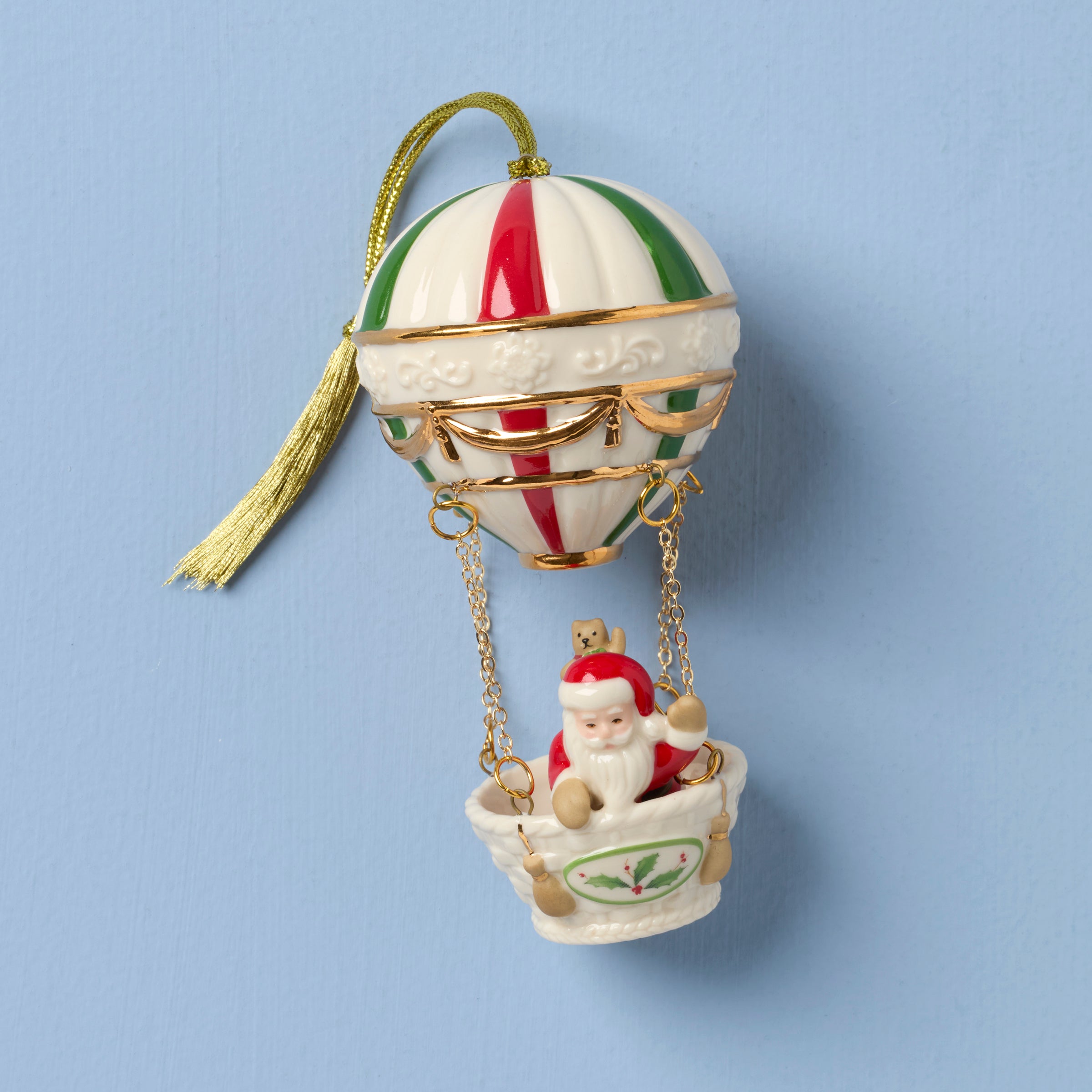 Festive Hot Air Balloon Christmas Ornament | Holiday Tree Decor