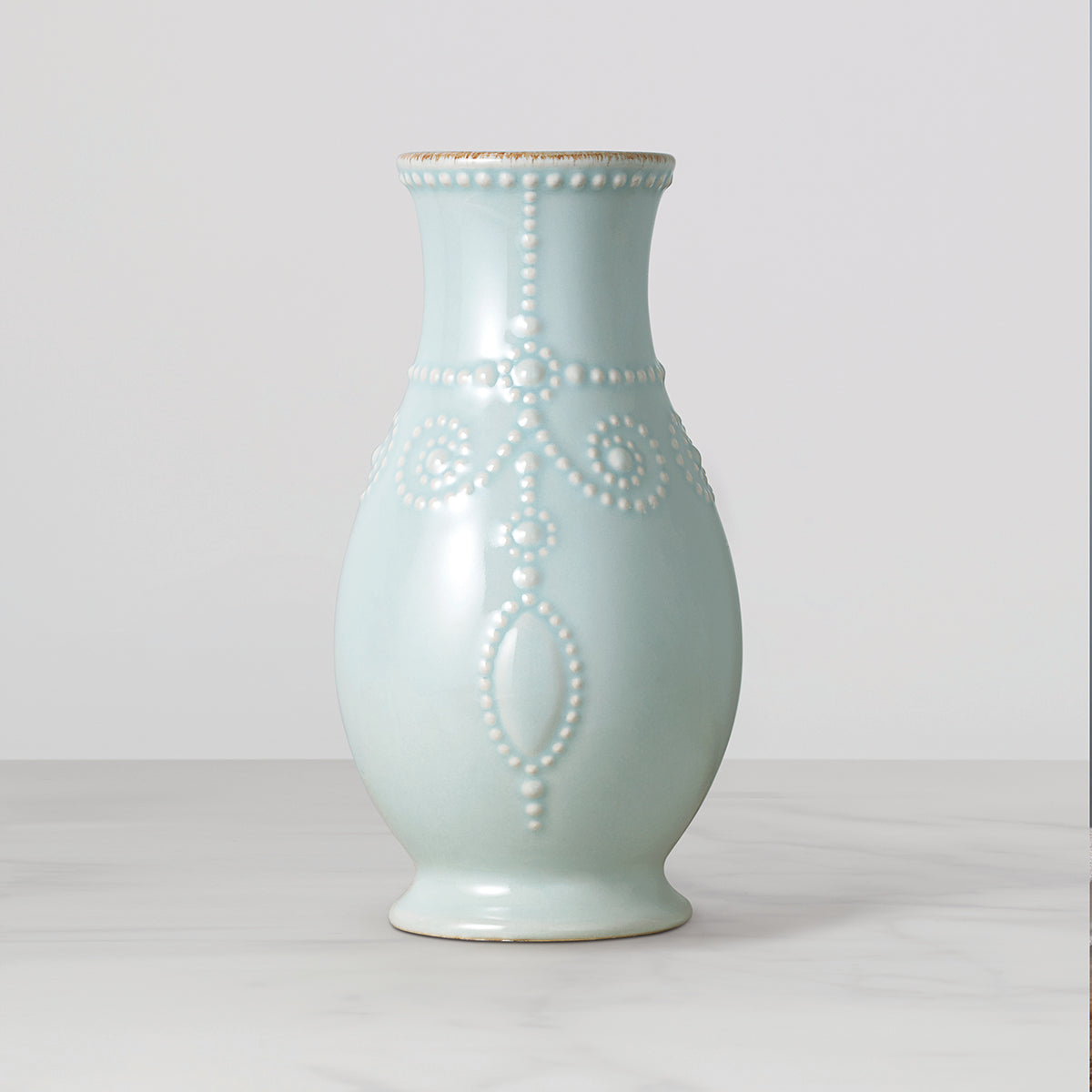Ice Blue Fluted Ceramic Vase for Single Flowers | French Perle