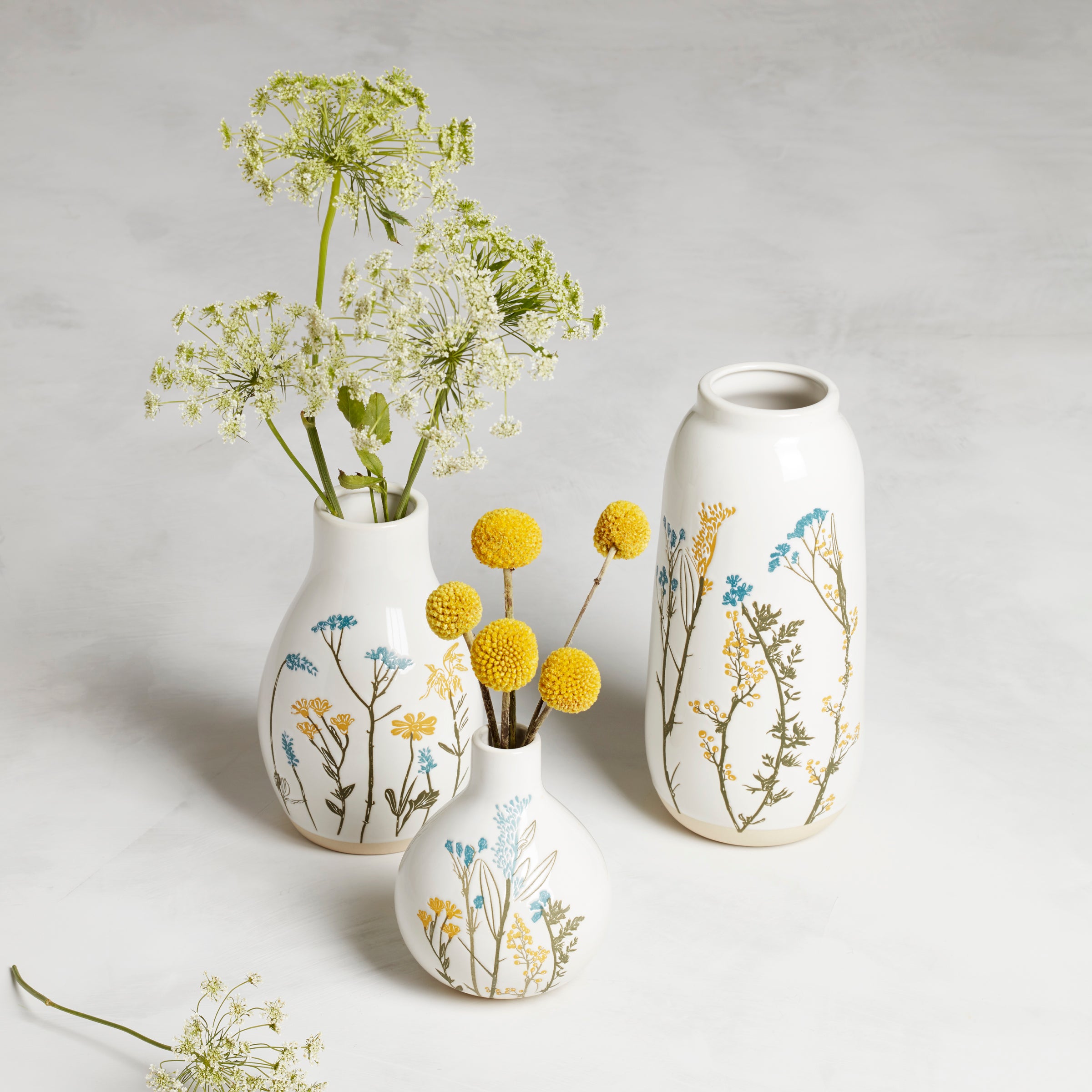 Spring Wildflower Vase for Fresh Blooms | Medium Ceramic Vase