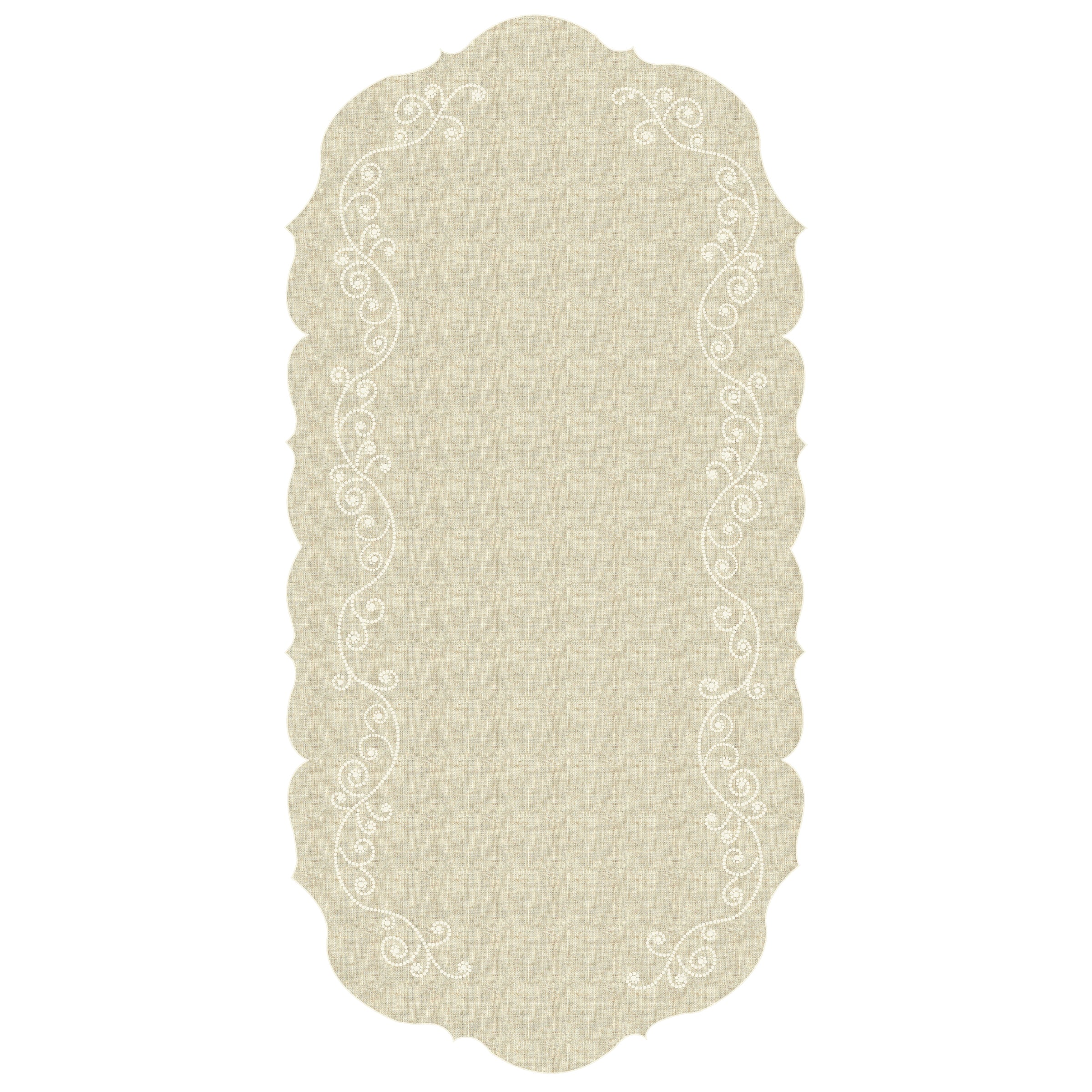 French Perle Linen Table Centerpiece with Scalloped Design | Chic Table Decor