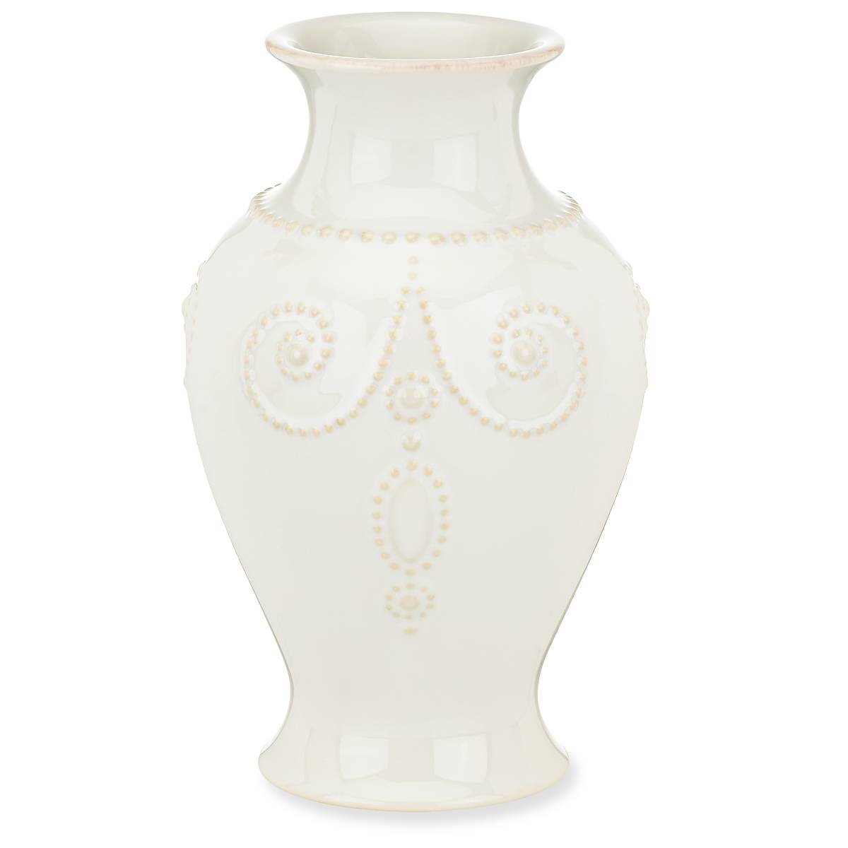 White Stoneware Bouquet Vase with Raised Beads | French Perle