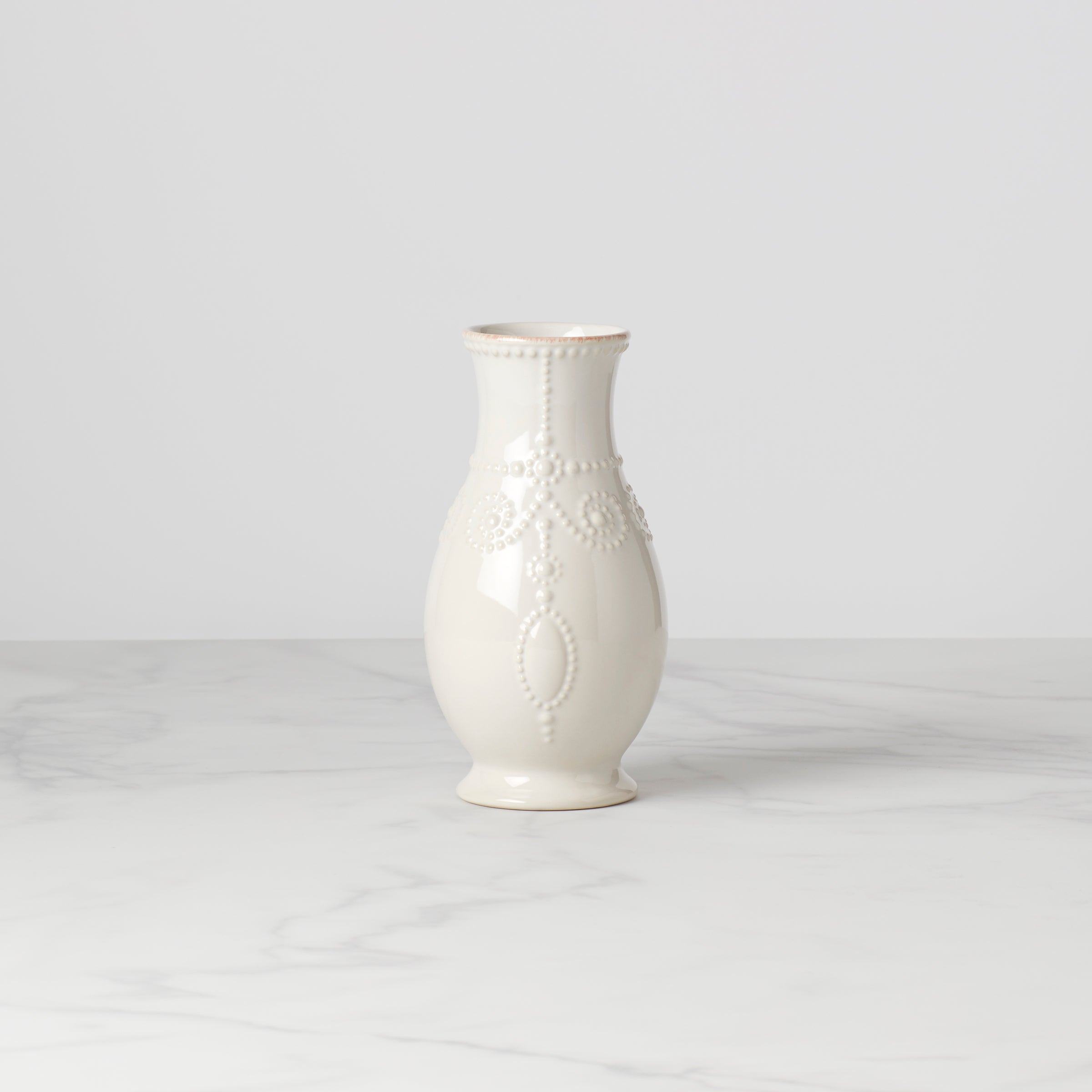 White Fluted Ceramic Vase for Single Flower Display | French Perle