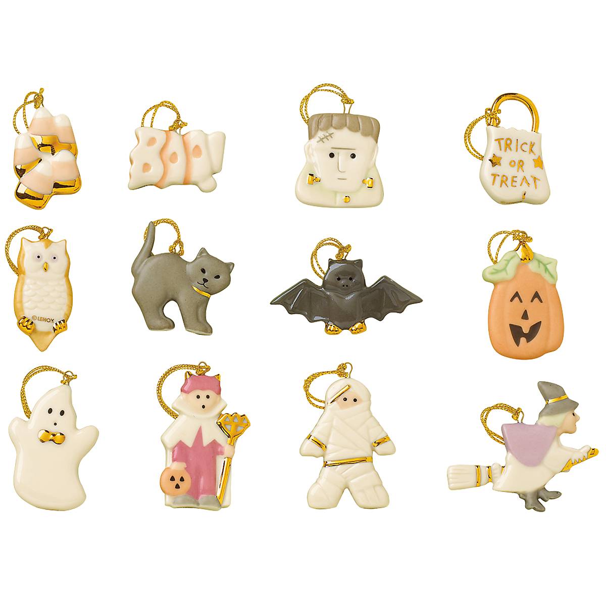 Hand-Painted Halloween Ornament Set - 12-Piece Trick or Treat Decor