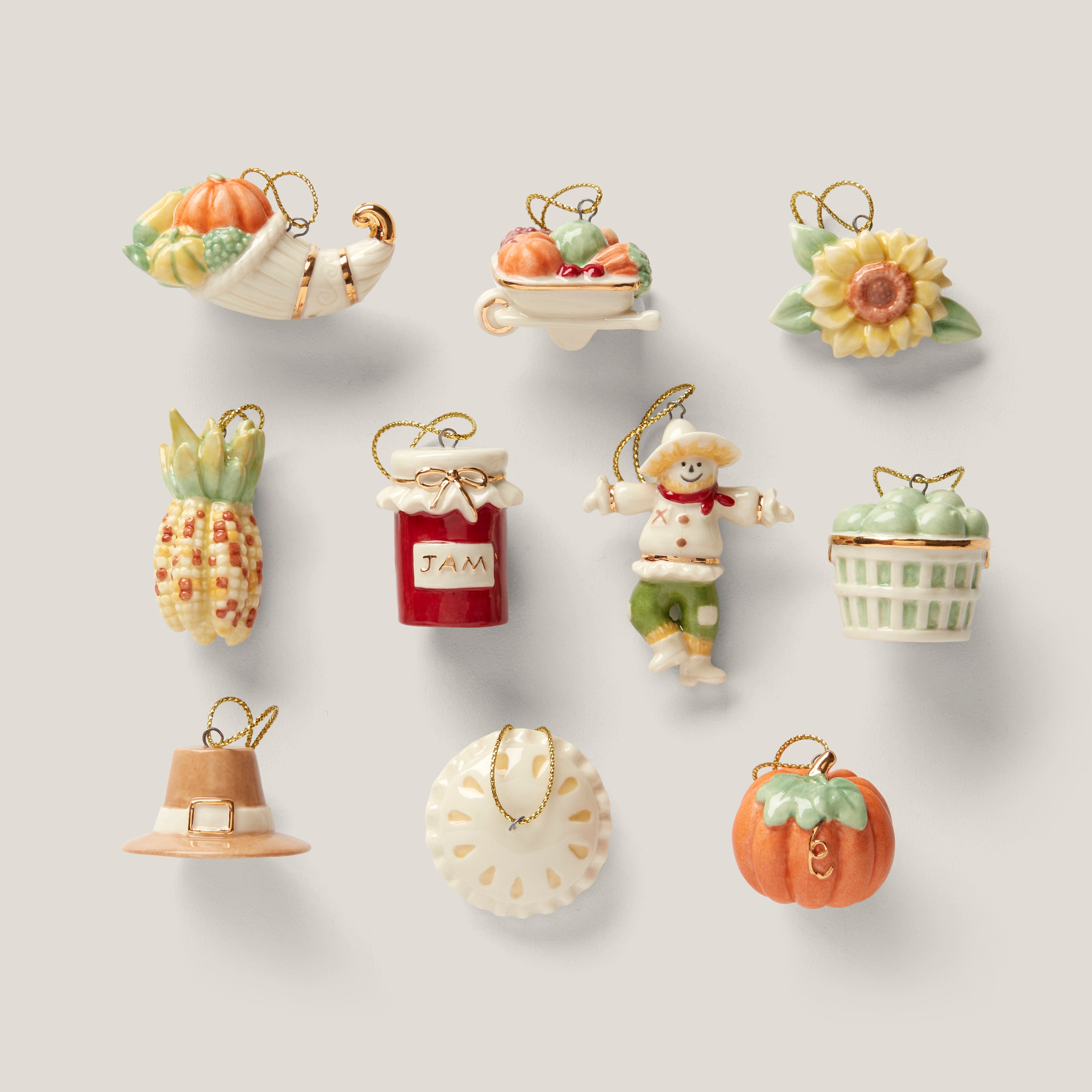 Porcelain Autumn Ornament Set - 10-Piece Fall Decor Collection