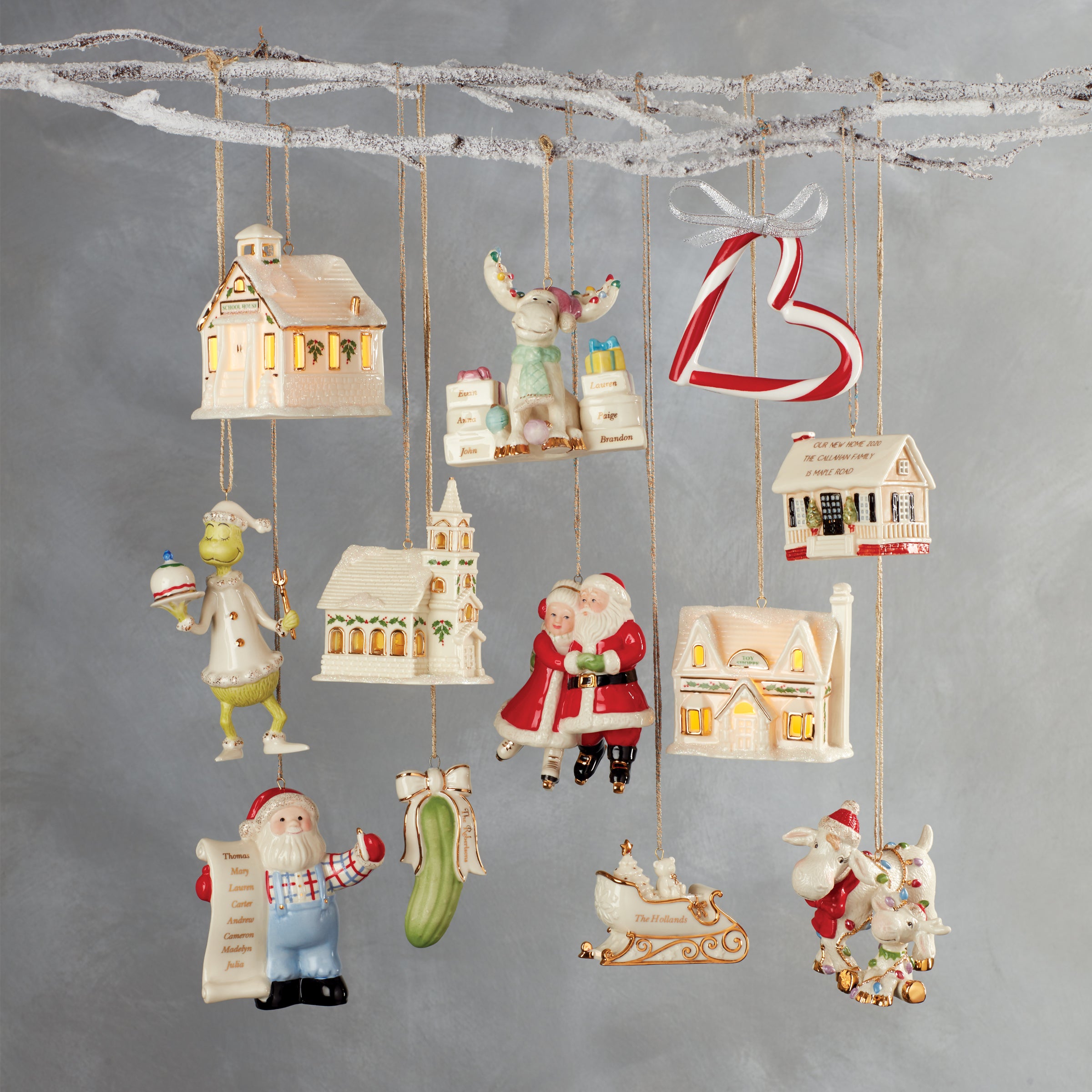 White Ceramic Christmas Village Toy Shop Ornament with LED Lights