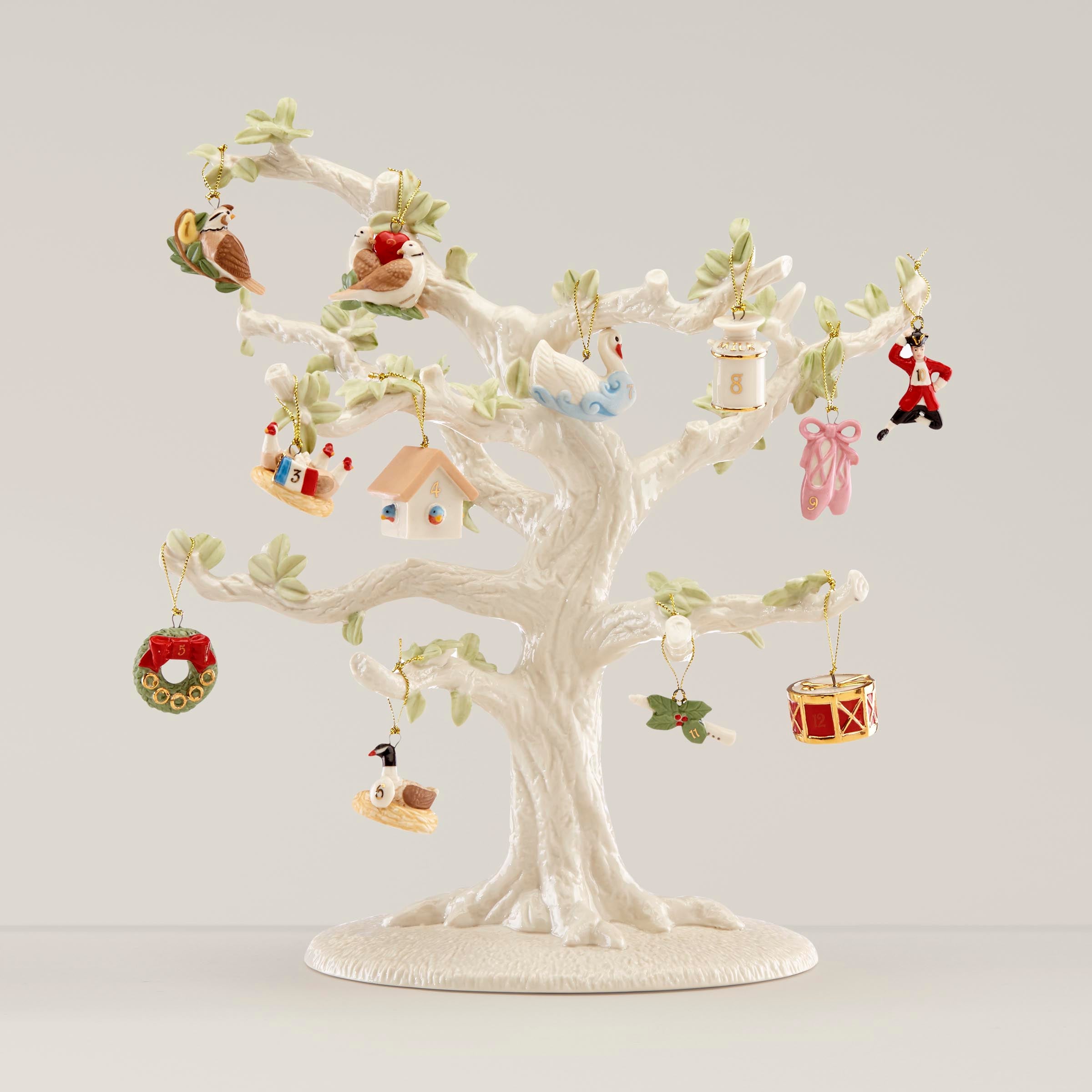 12 Days of Christmas Ceramic Ornament Set | Holiday Tree Decor