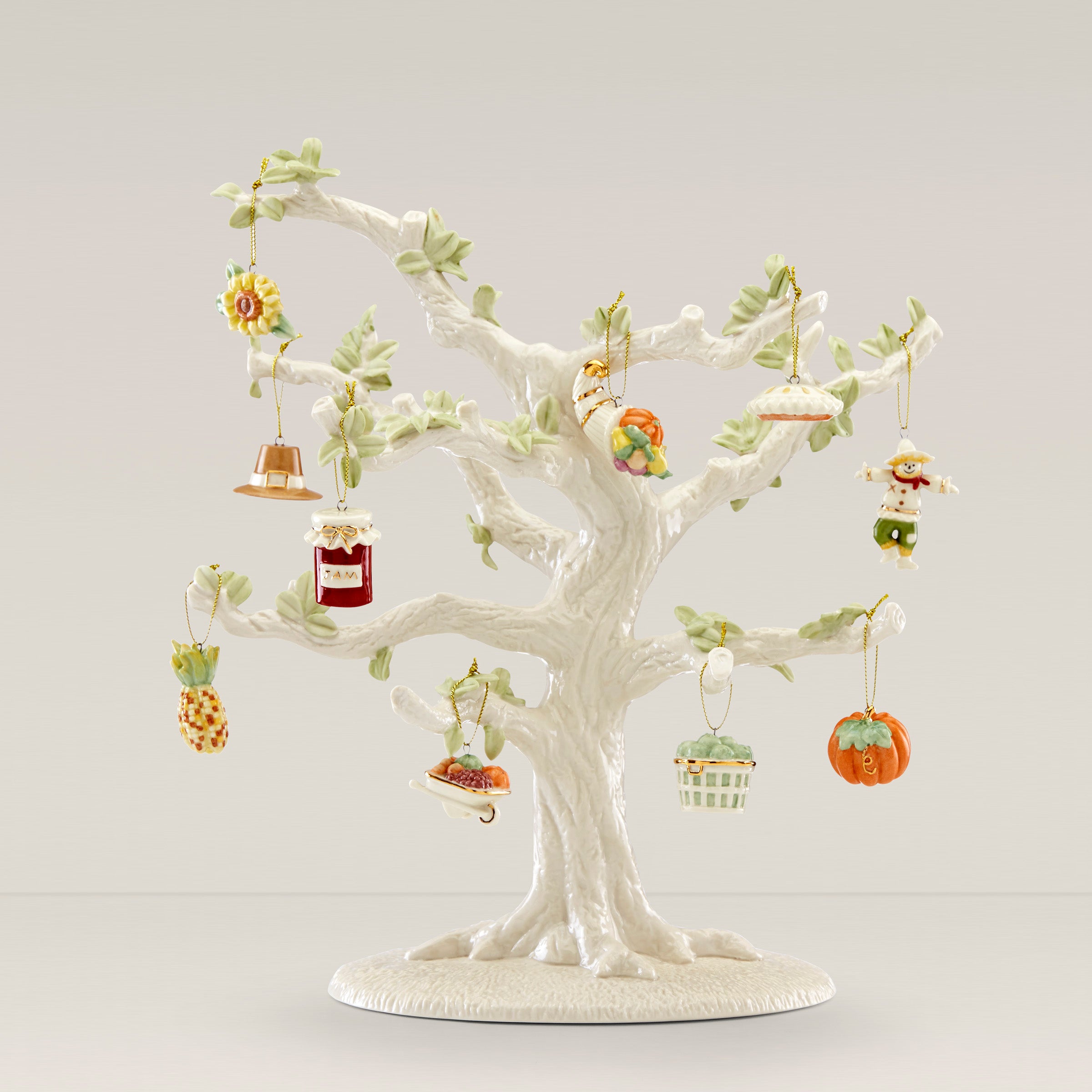 Porcelain Autumn Ornament Set with Tree | 10-Piece Fall Decor