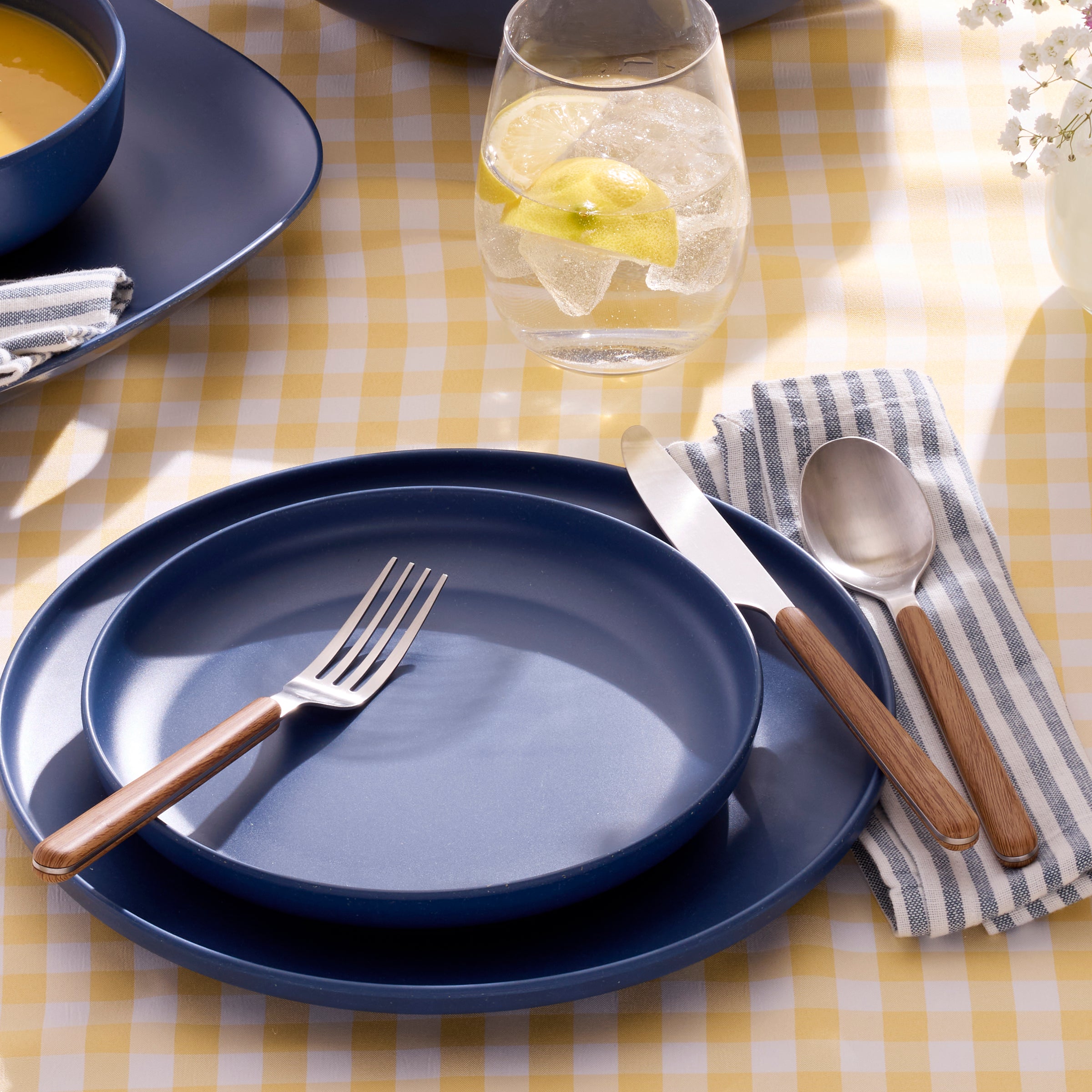 Faux Wood Flatware Set - 12 Piece Rustic Mirror Handle | 24 Seven