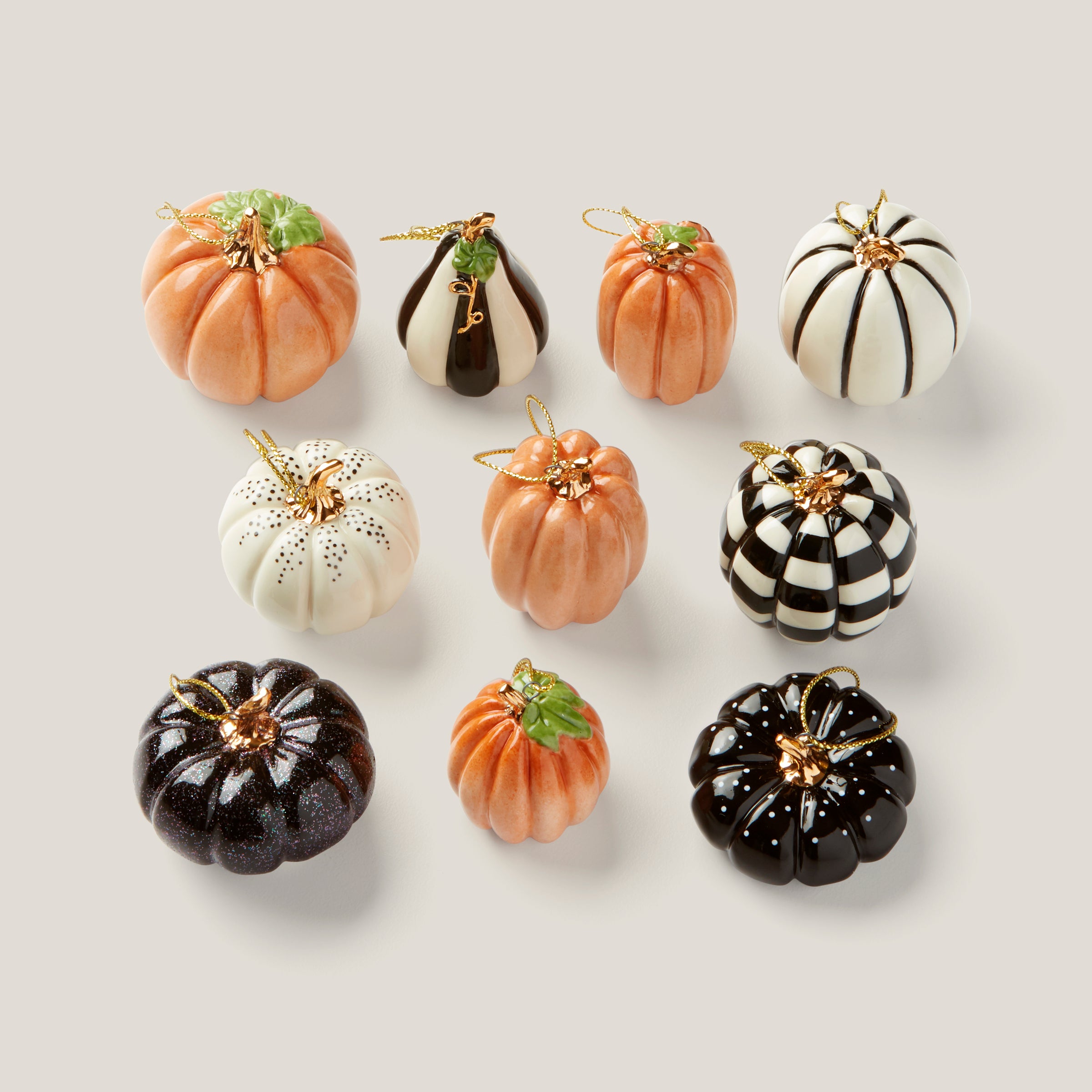 Mini Pumpkin Ornament Set - 10-Piece Halloween Decor