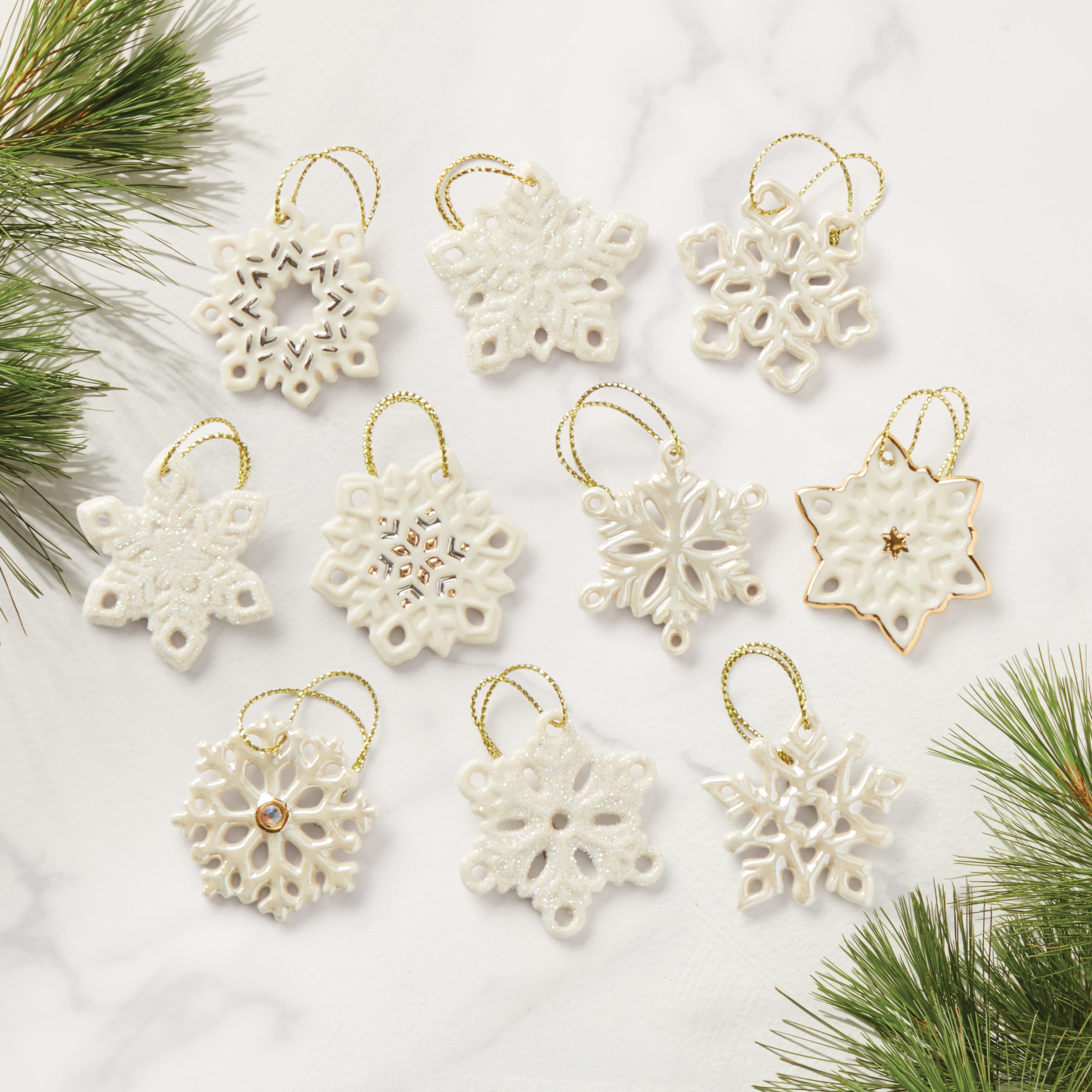 10-Piece Snowflake Ornament Set for Christmas Tree | Lenox