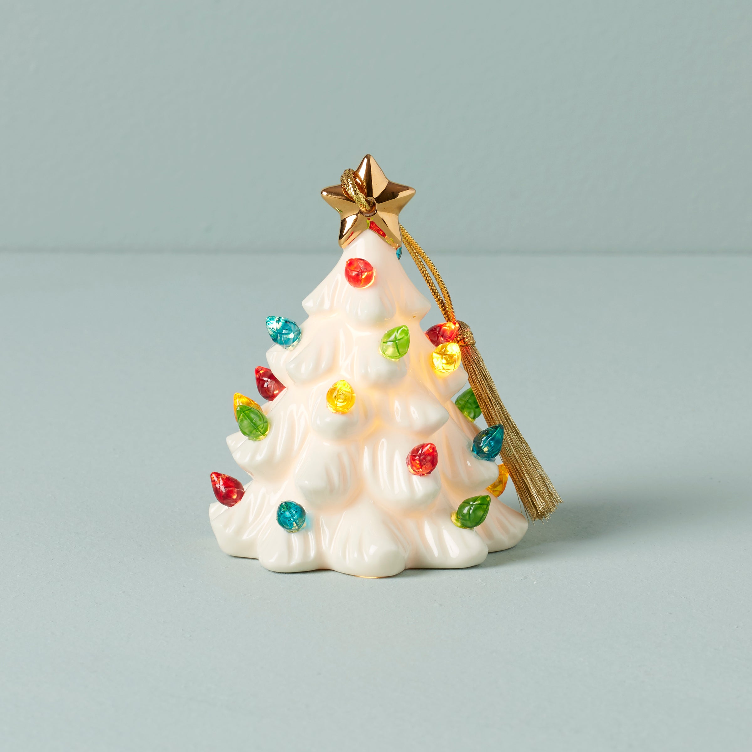 Porcelain Light-Up Christmas Tree Ornament with 24k Gold Star | Treasured Traditions