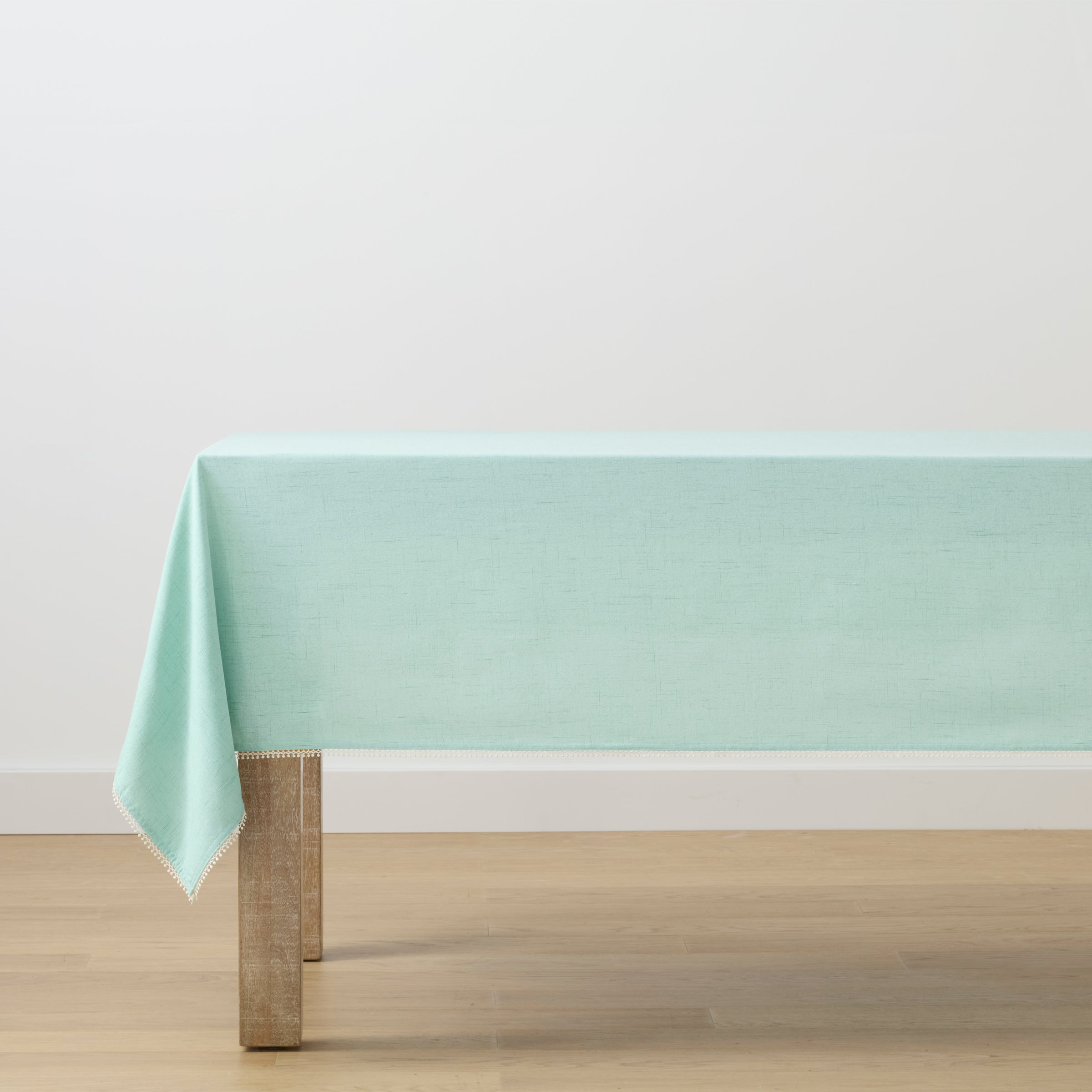 Ice Blue French Country Tablecloth with Frayed Edges | French Perle