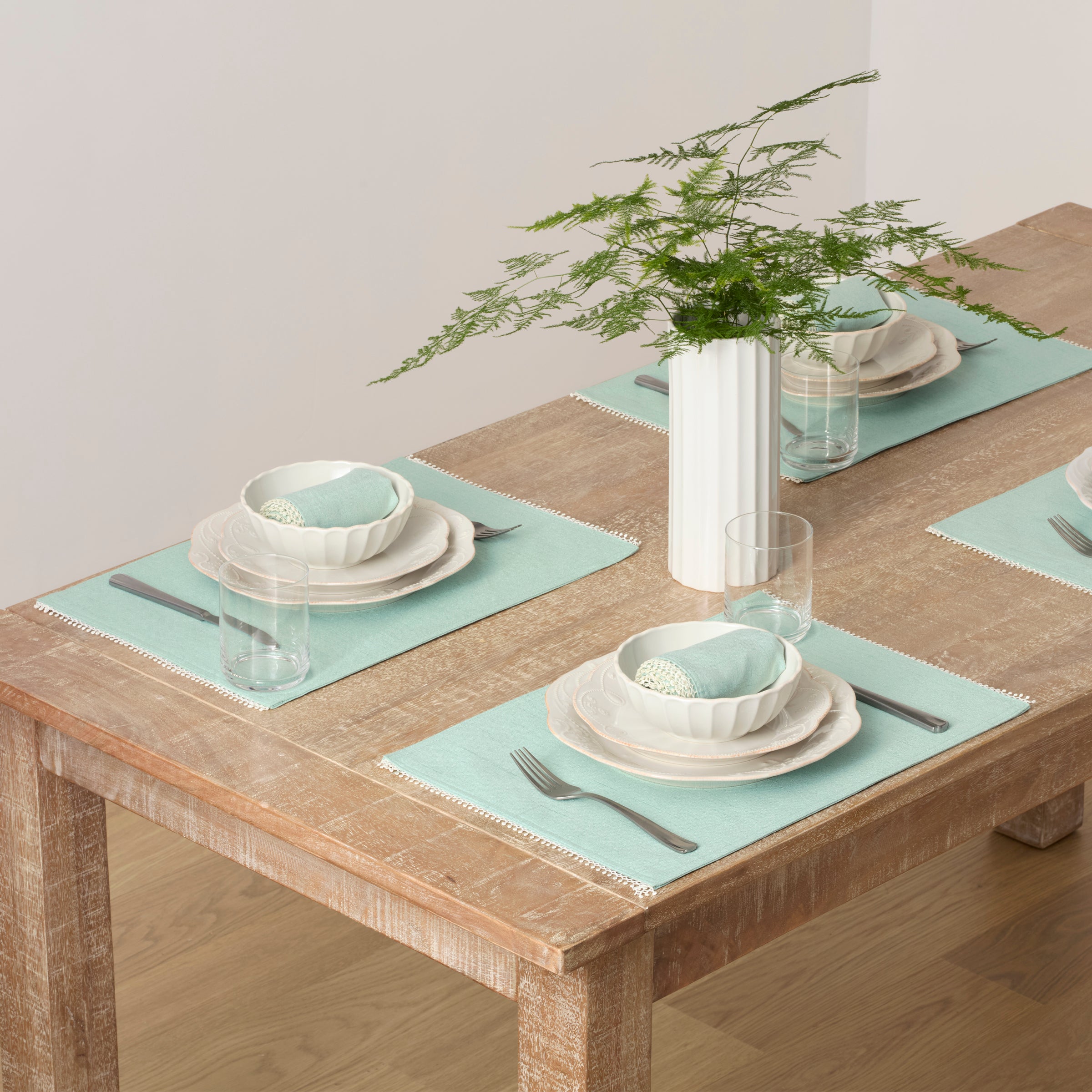 Ice Blue French Country Placemat with Frayed Edges | French Perle