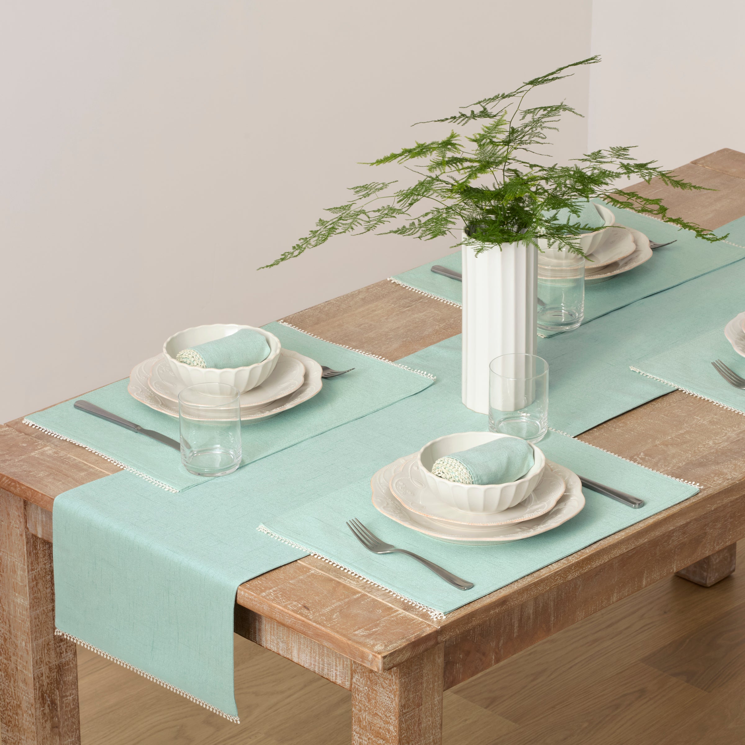 Ice Blue French Country Placemat with Frayed Edges | French Perle