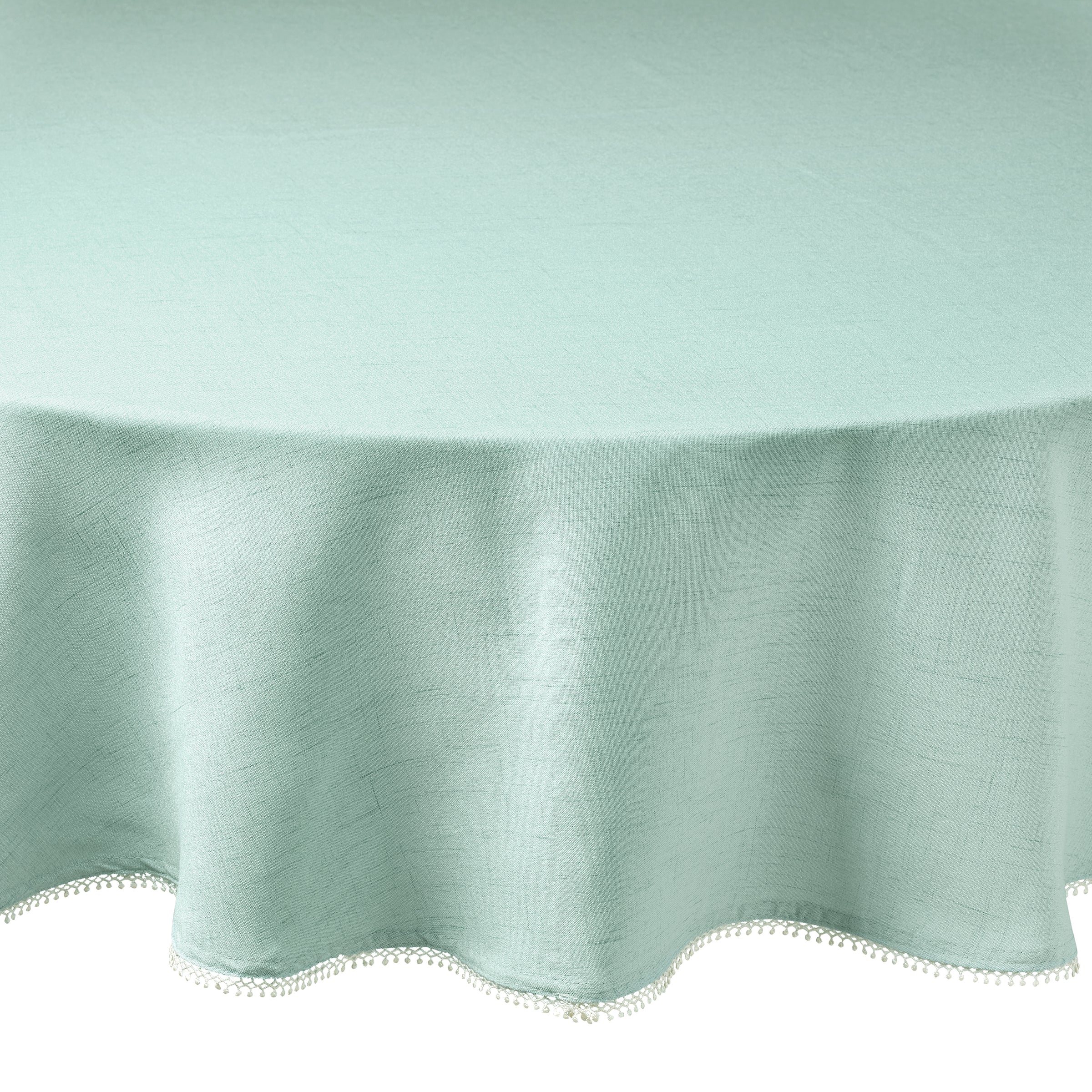 Ice Blue French Country Tablecloth with Frayed Edges | French Perle