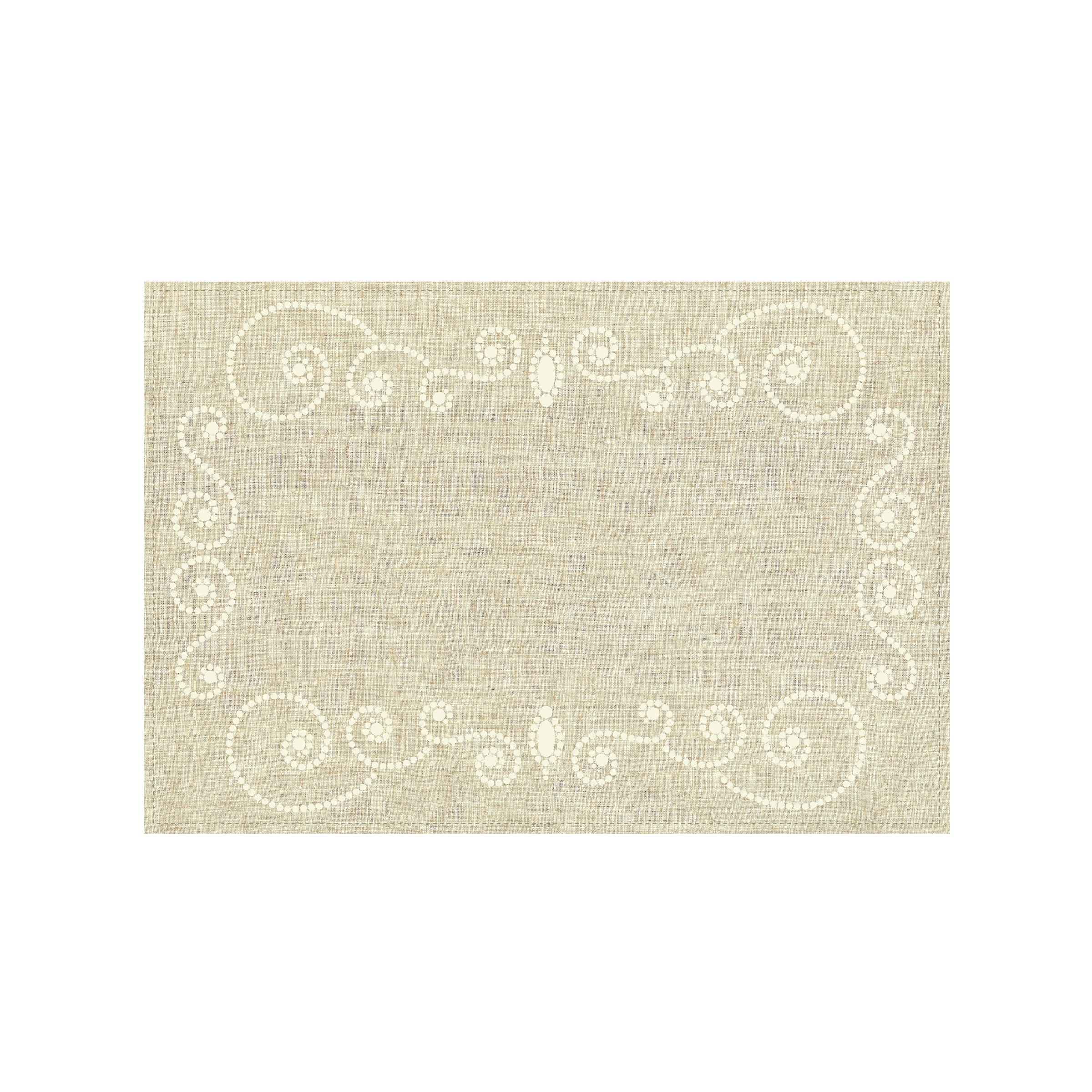 French Perle Linen Placemat with Swirl Design | Elegant Table Setting