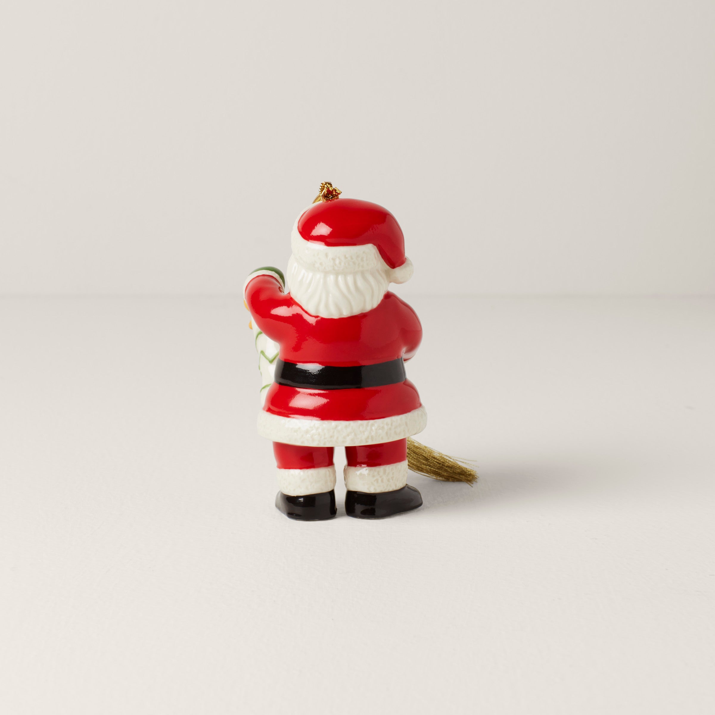 African American Santa Claus Porcelain Ornament with Stocking