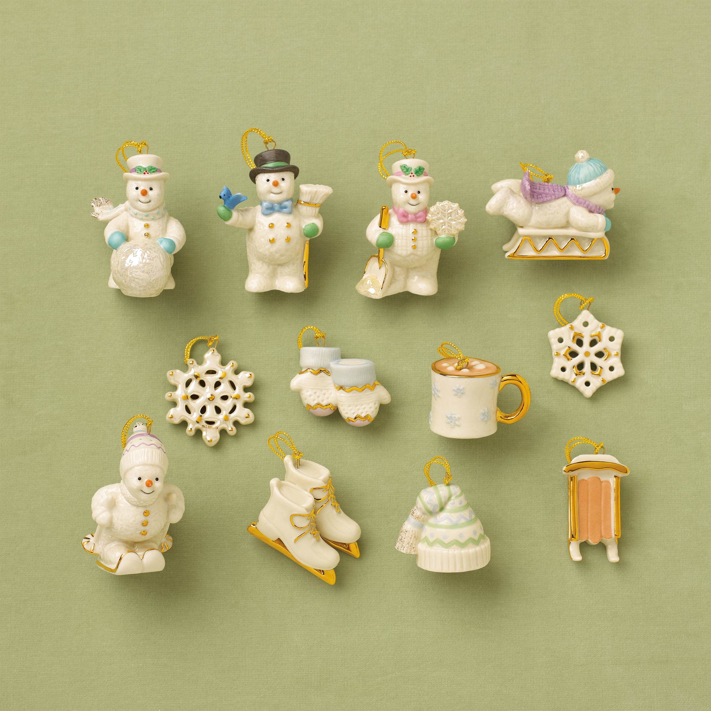 12-Piece Snowman Ornament Set for Christmas Tree | Snow Pals