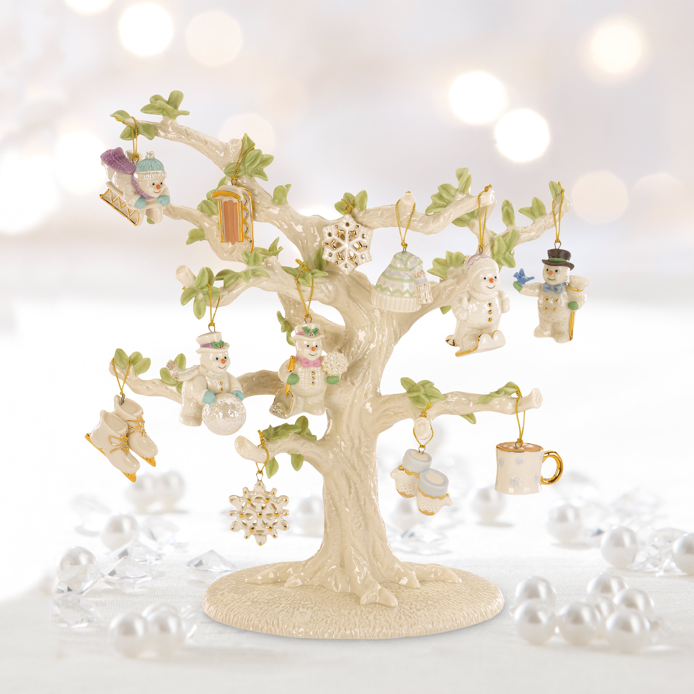13-Piece Snowy Christmas Ornament & Tree Set | Snow Pals