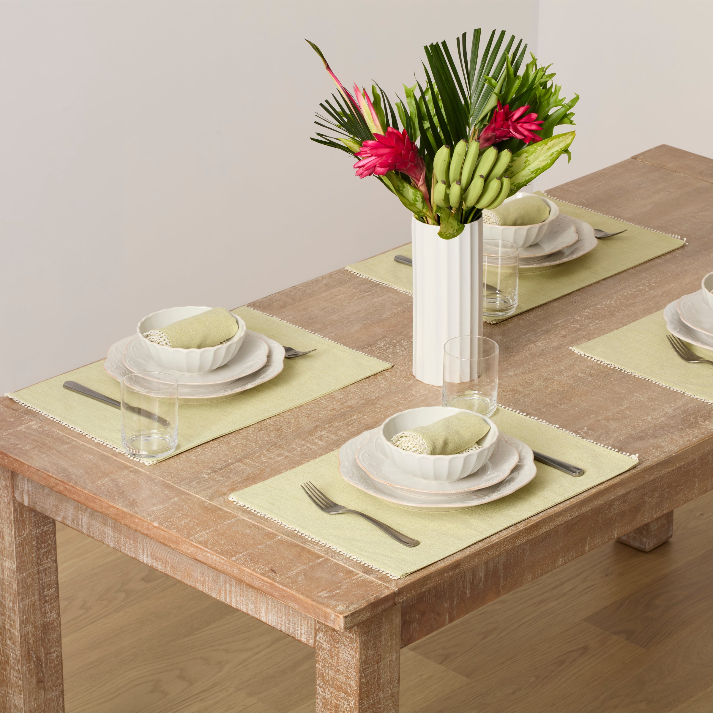 Embroidered Pistachio Placemat for French Country Dining | French Perle
