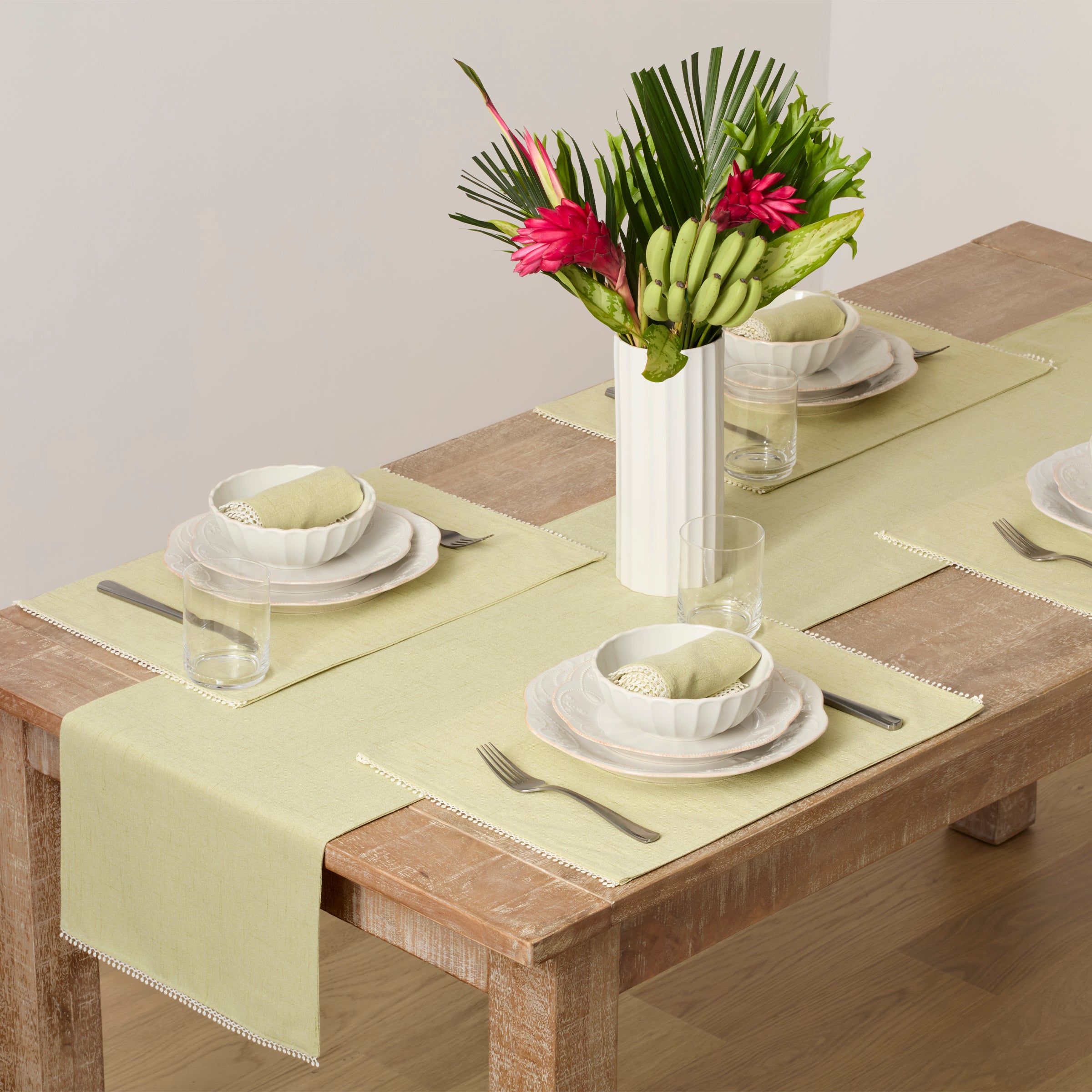 Embroidered Pistachio Placemat for French Country Dining | French Perle