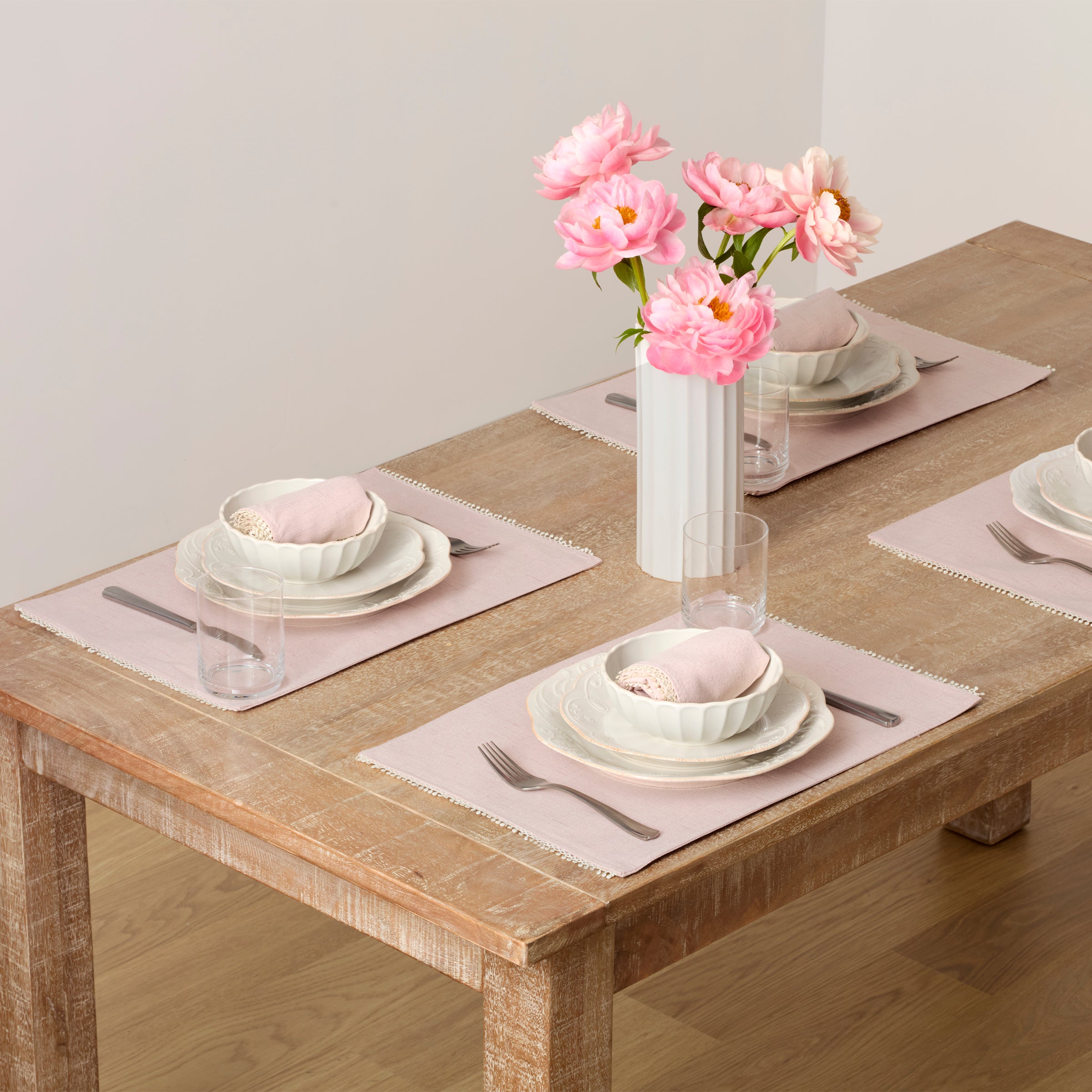 Embroidered Blush Placemat for French Country Tables | French Perle
