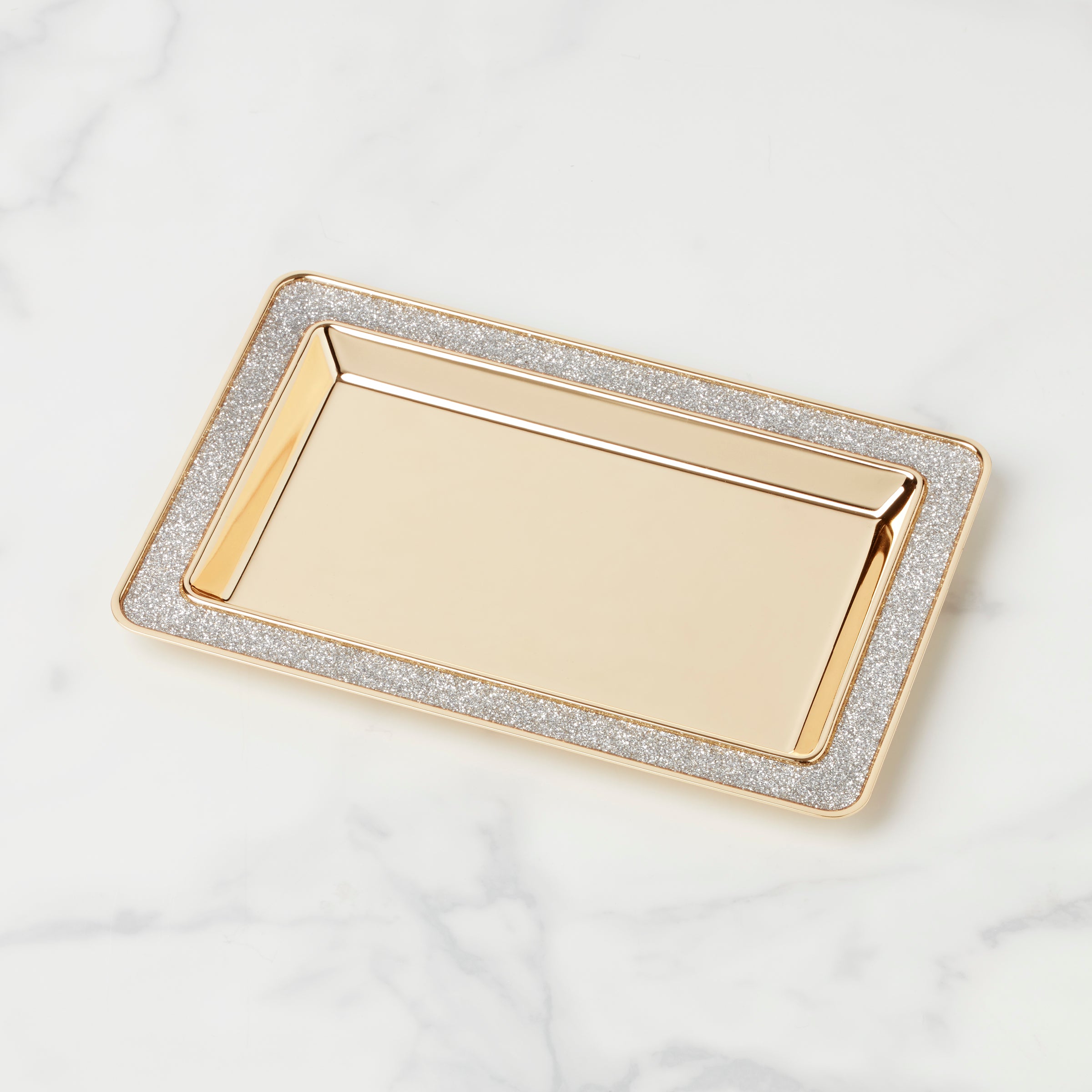 Silver Glitter Catch All Tray for Jewelry & Keys | Sitting Pretty