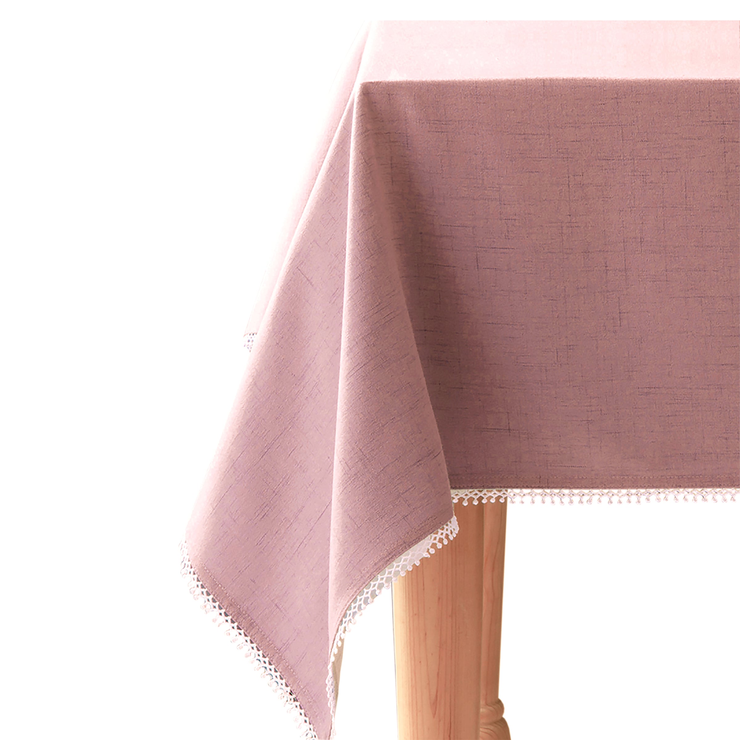 French Country Tablecloth with Embroidered Edges | Perle Blush 60x84