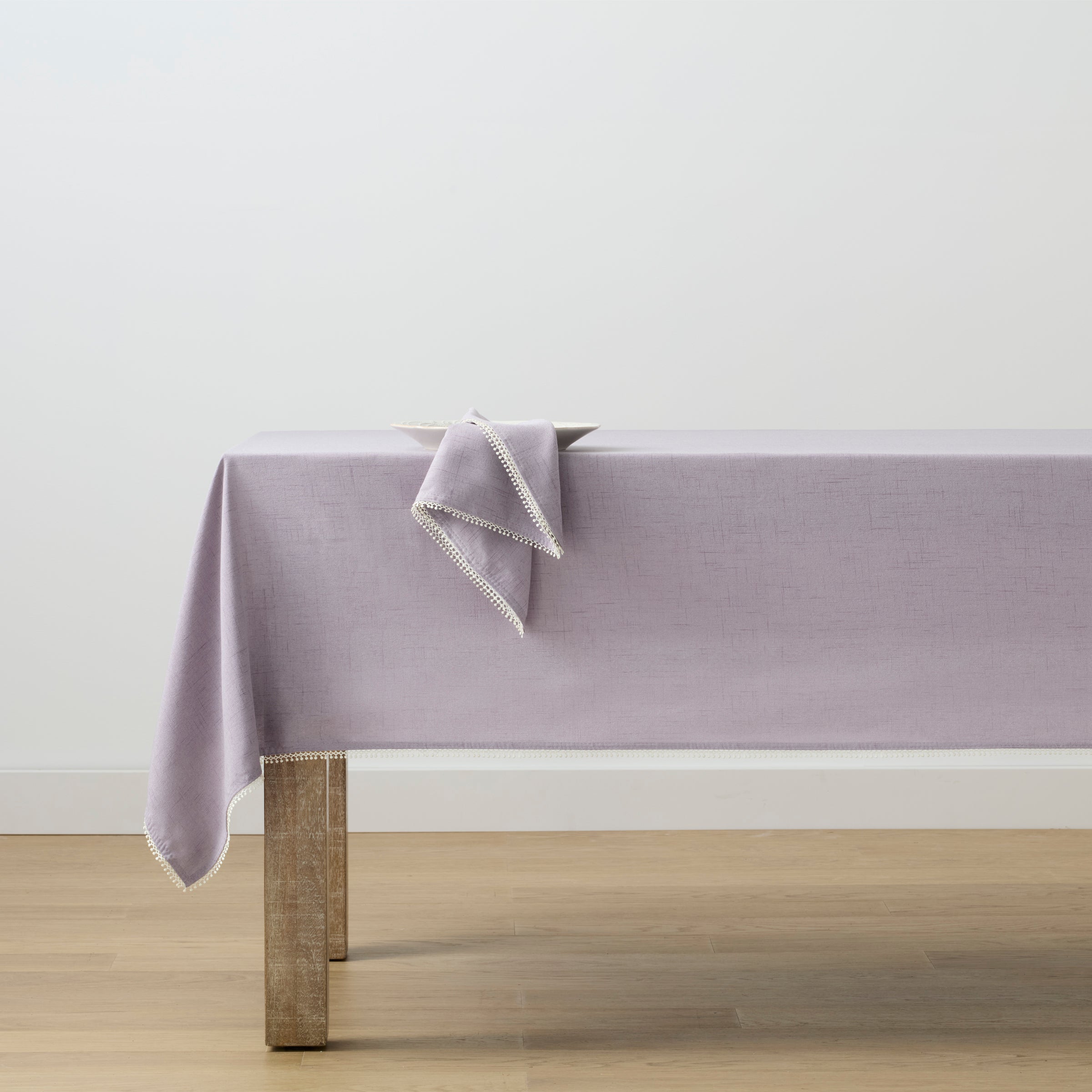 French Country Embroidered Violet Tablecloth 60x84 | French Perle