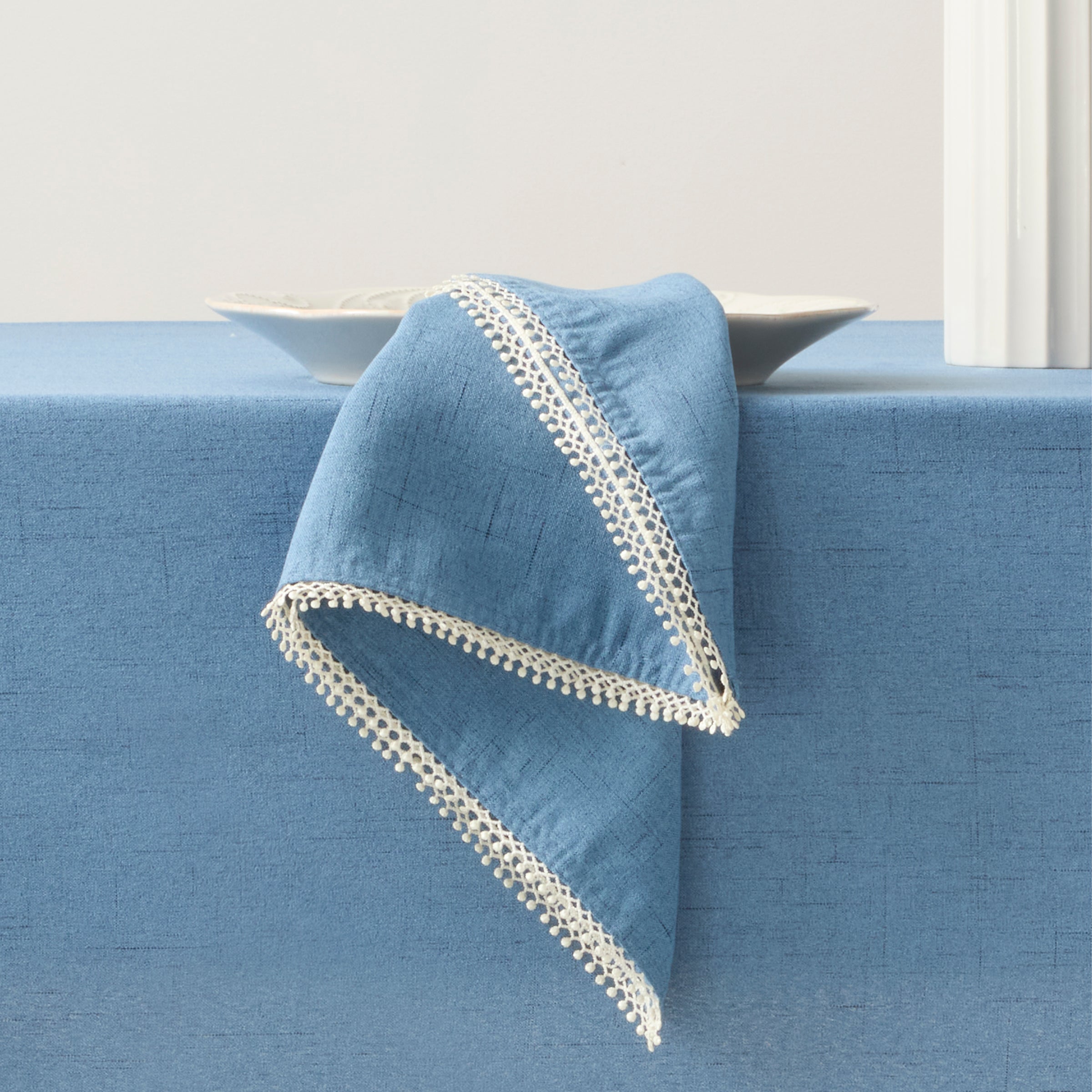 Embroidered French Country Napkins - Set of 4 | Periwinkle Blue