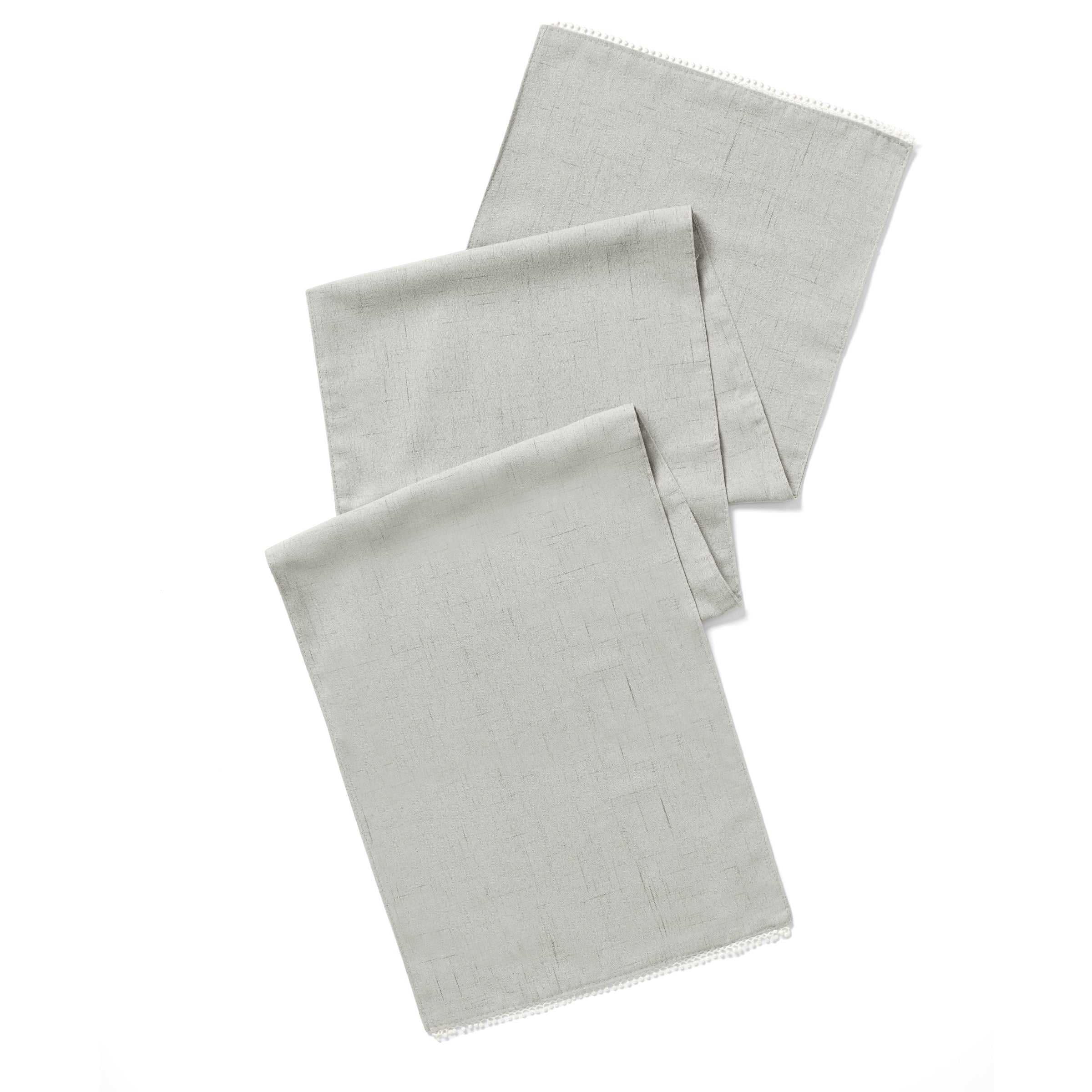 Embroidered Dove Grey Table Runner for French Country Style | French Perle