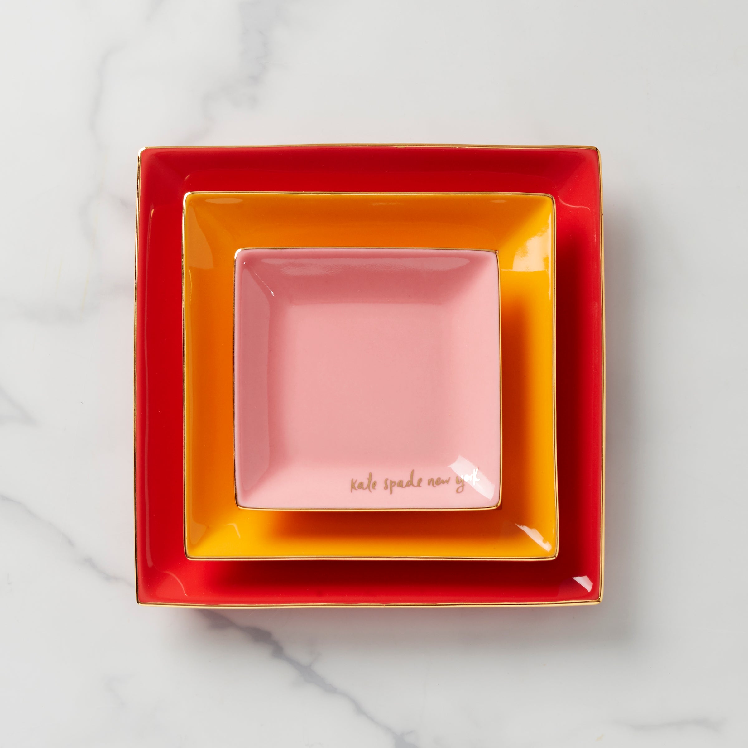 Warm Red Porcelain Tray Set 3-Piece | kate spade new york