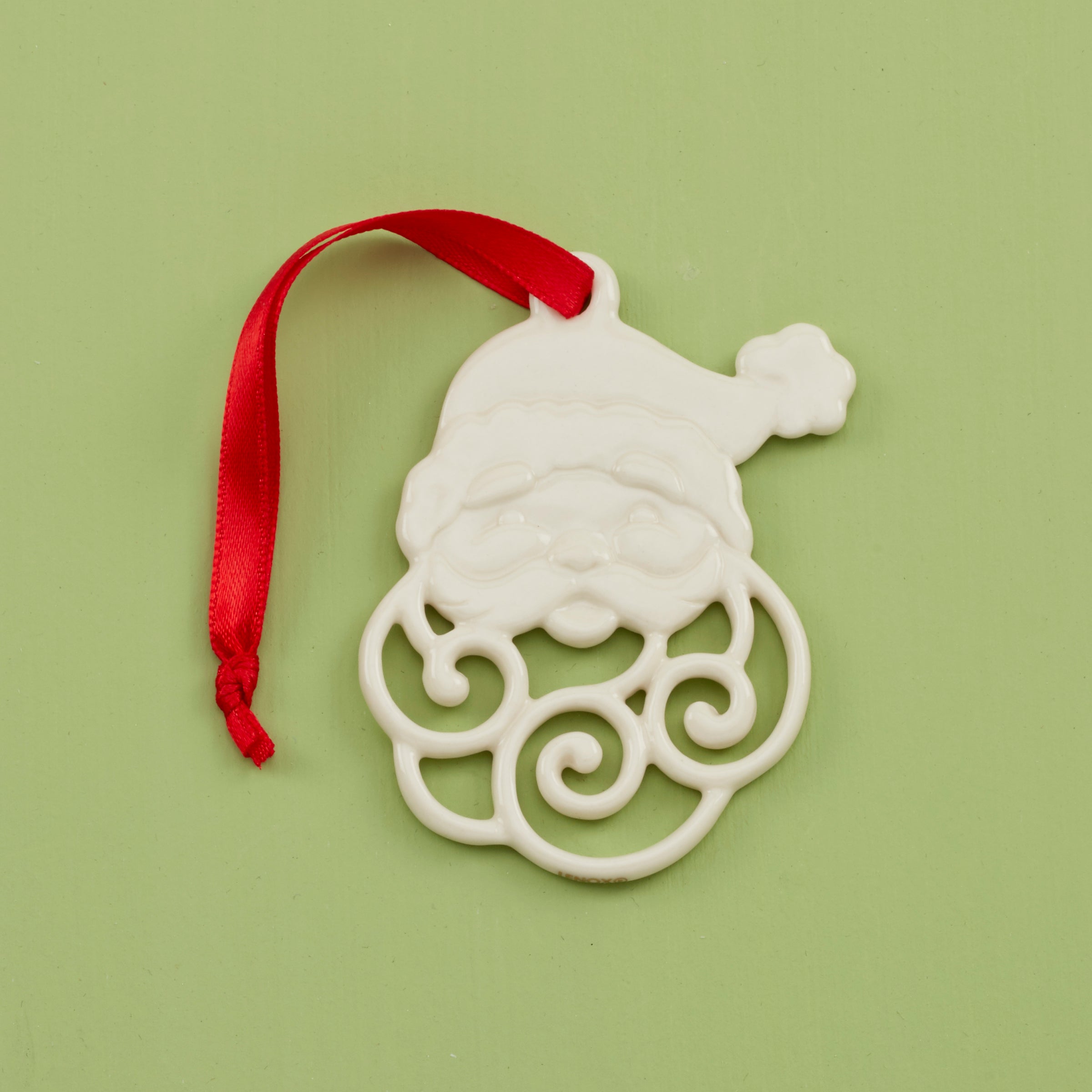 Porcelain Santa Charm Ornament with Pierced Detailing | Holiday Decor
