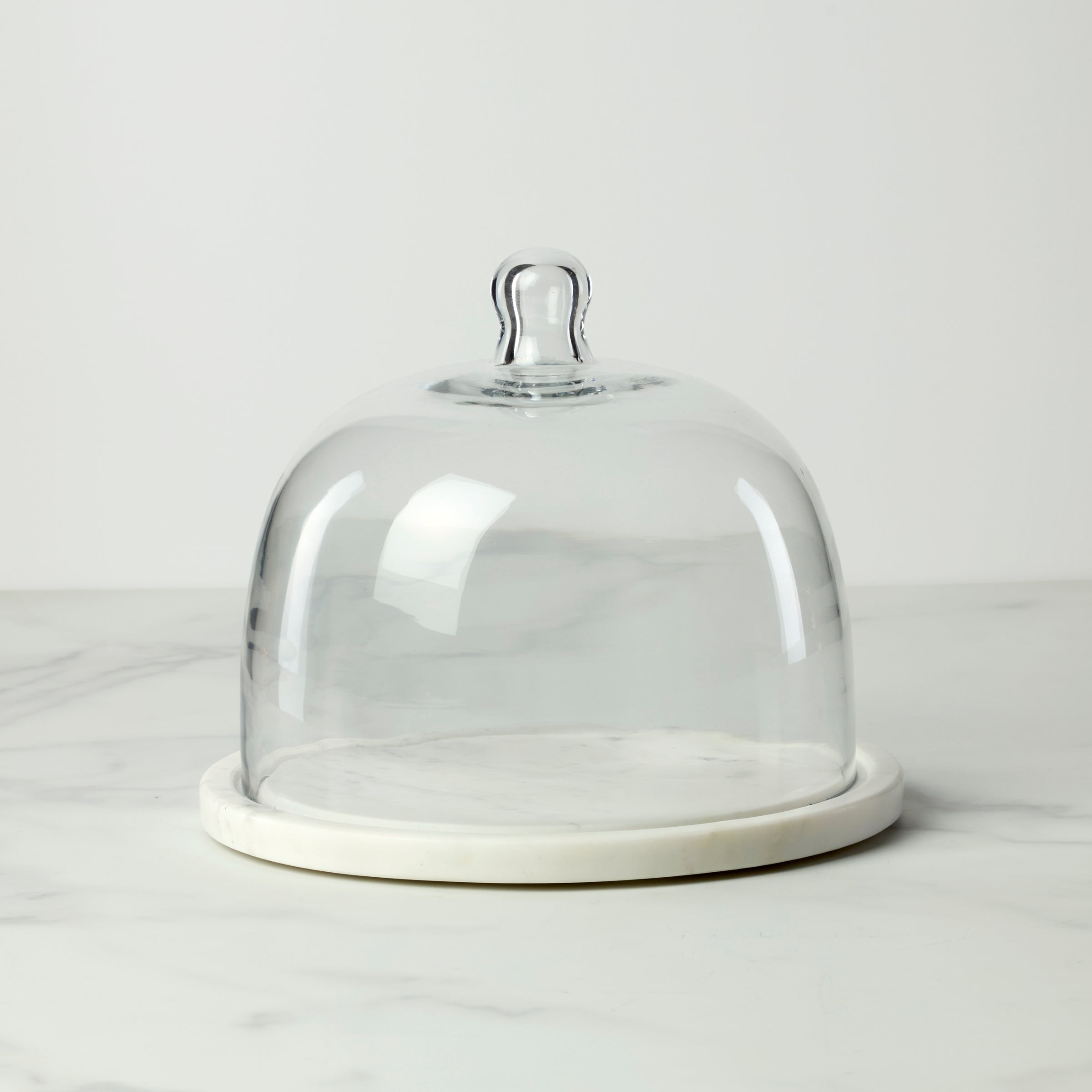 White Marble Glass Cloche for Display & Entertaining | Durable Tablescape Centerpiece