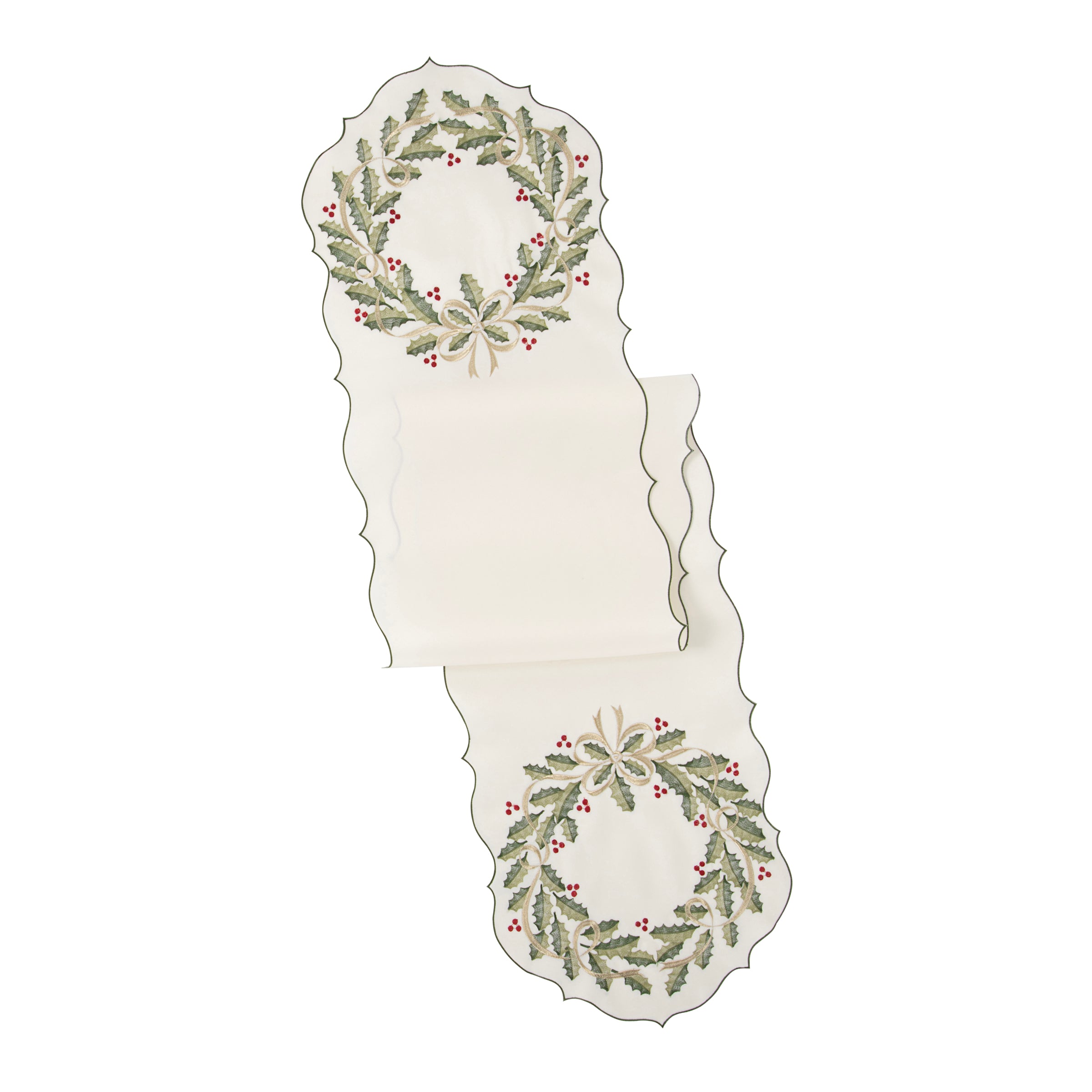 Holiday Table Runner 14x72 for Festive Dining | Nouveau Wreath