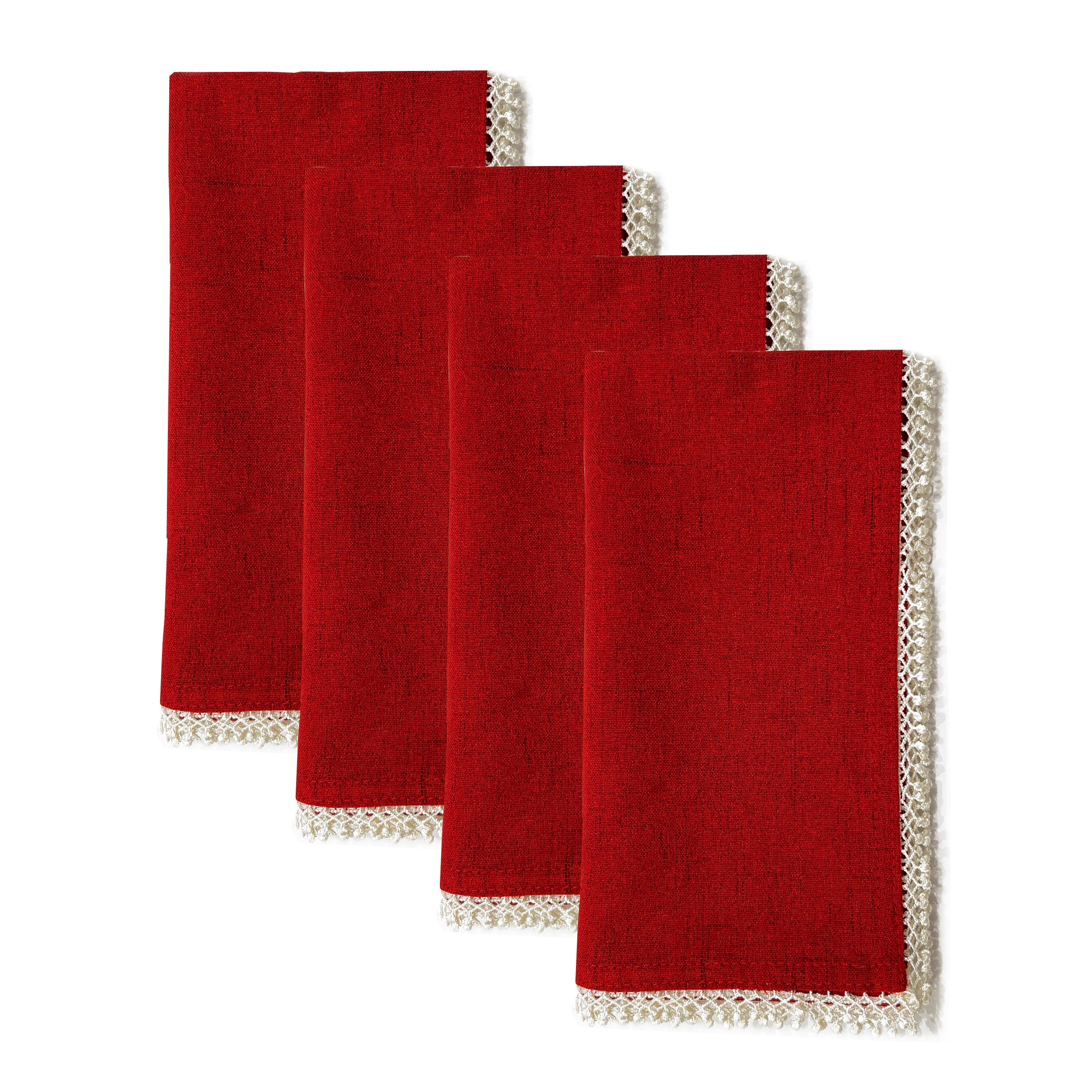Embroidered Red French Country Dinner Napkins - Set of 4