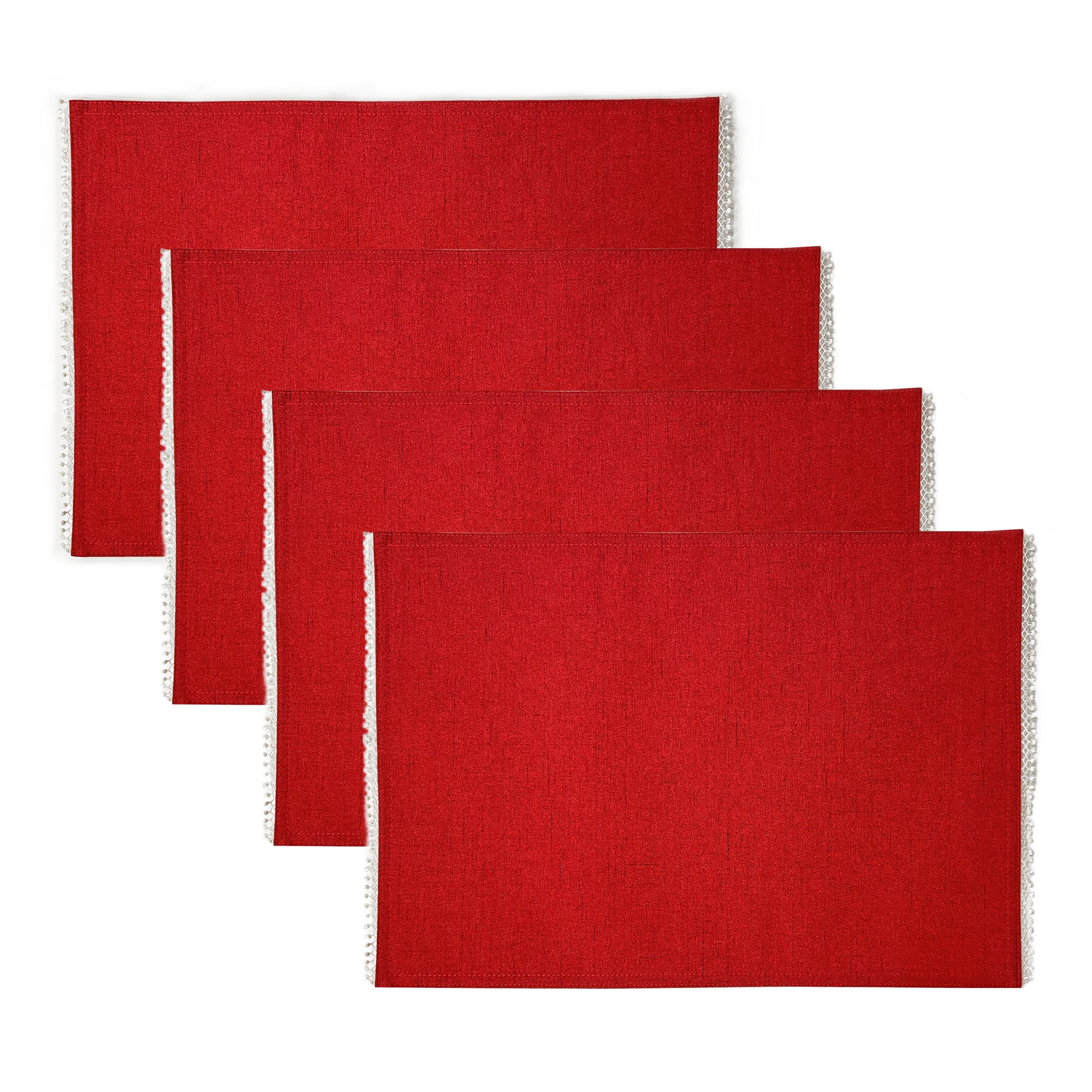 French Country Red Embroidered Placemats - Set of 4 | French Perle