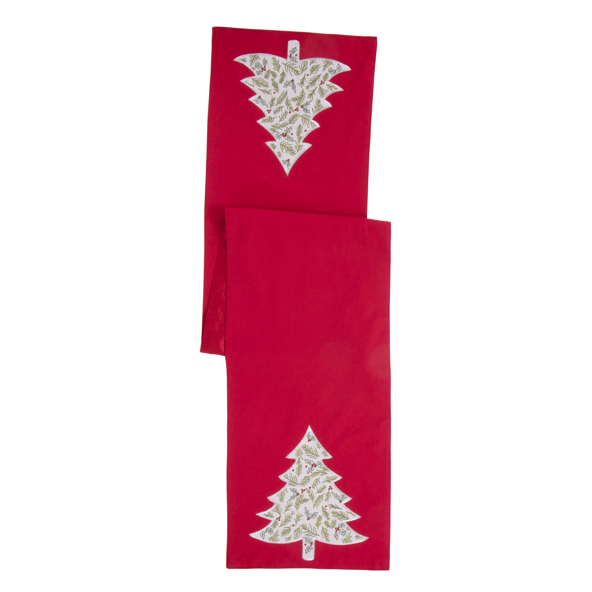 Christmas Tree Table Runner with Bayberry Holly & Pine Motifs