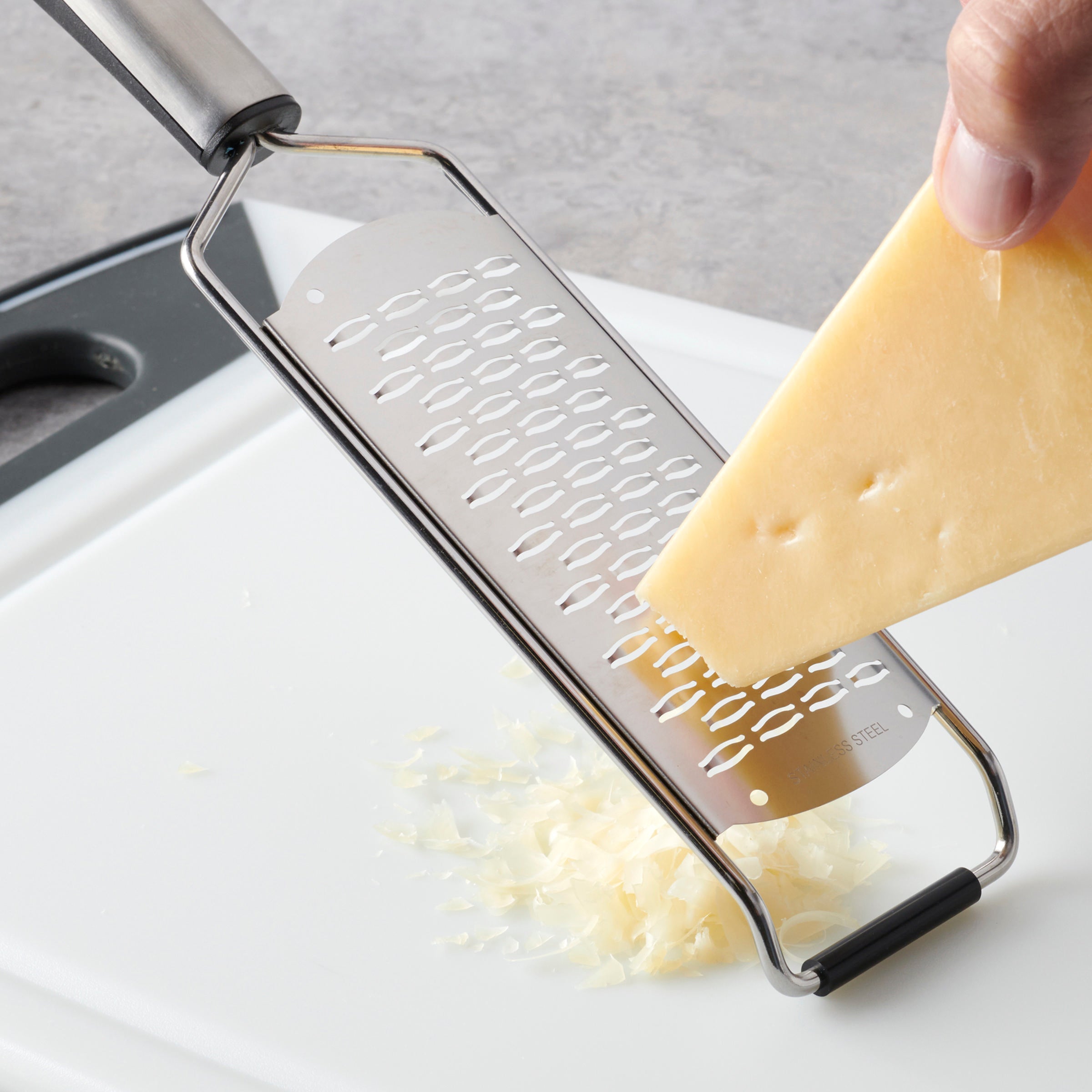 Stainless Steel Grater with Ergonomic Handle & Non-Slip Base | Oneida