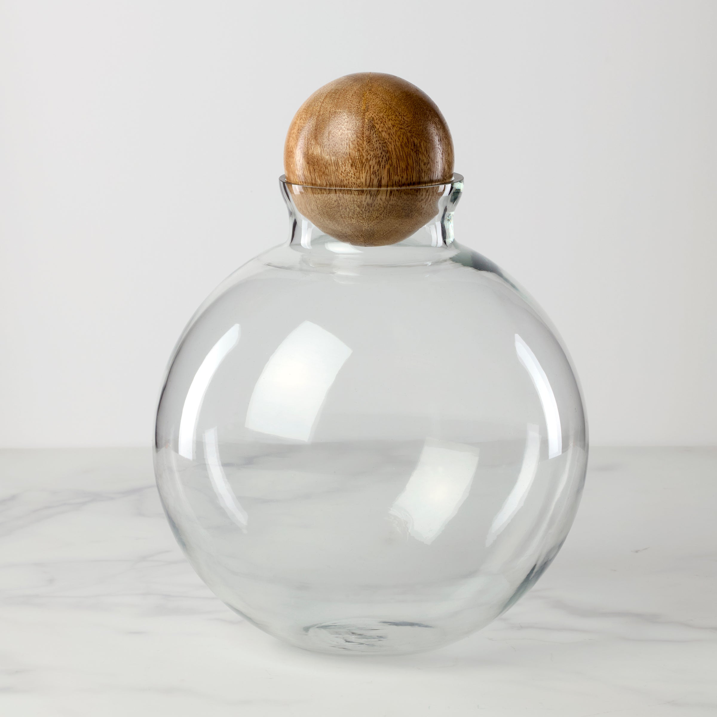 Spherical Glass Canister with Mango Wood Lid | Brisbane