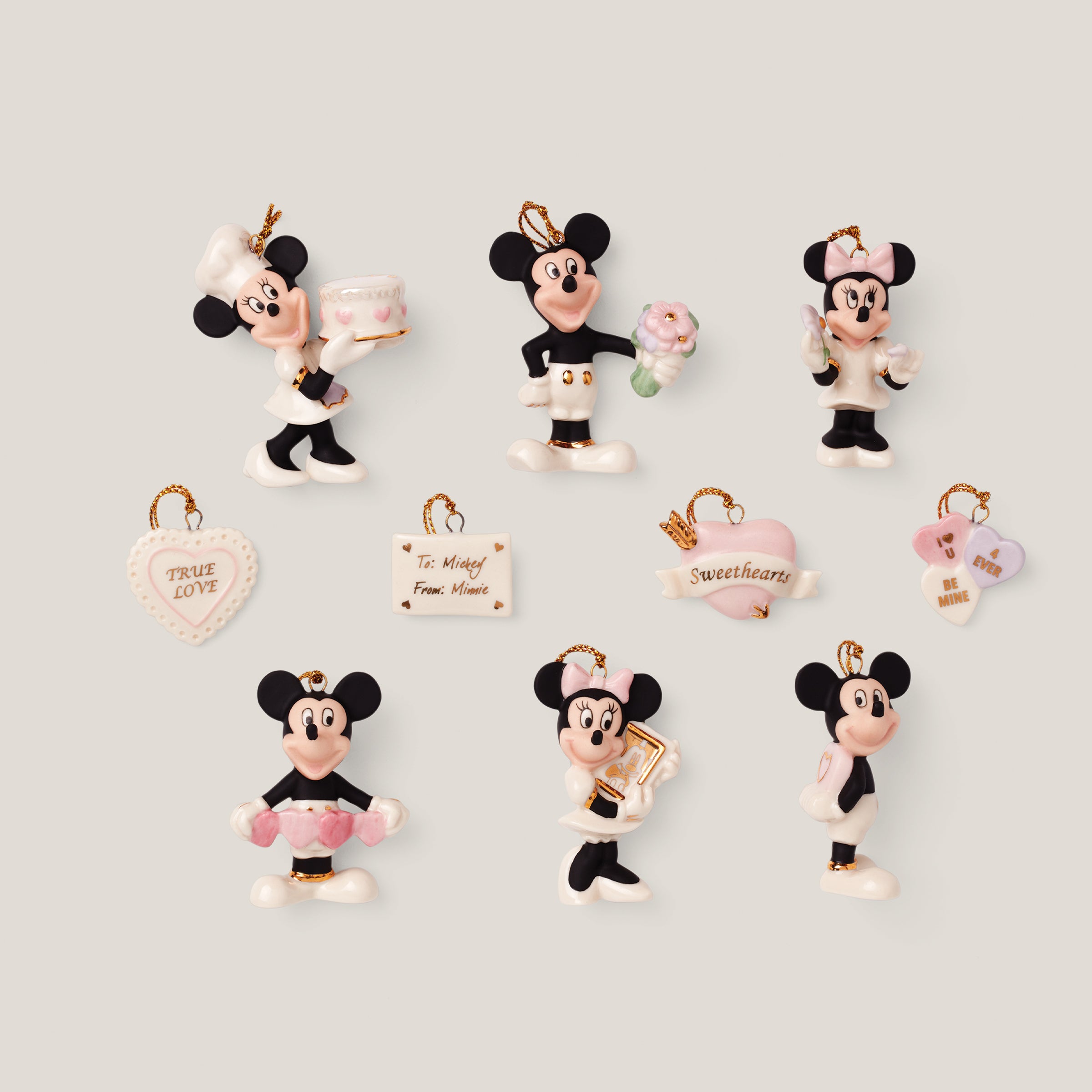 Disney Mickey & Minnie Mouse 10-Piece Ornament Set for Valentine's Day