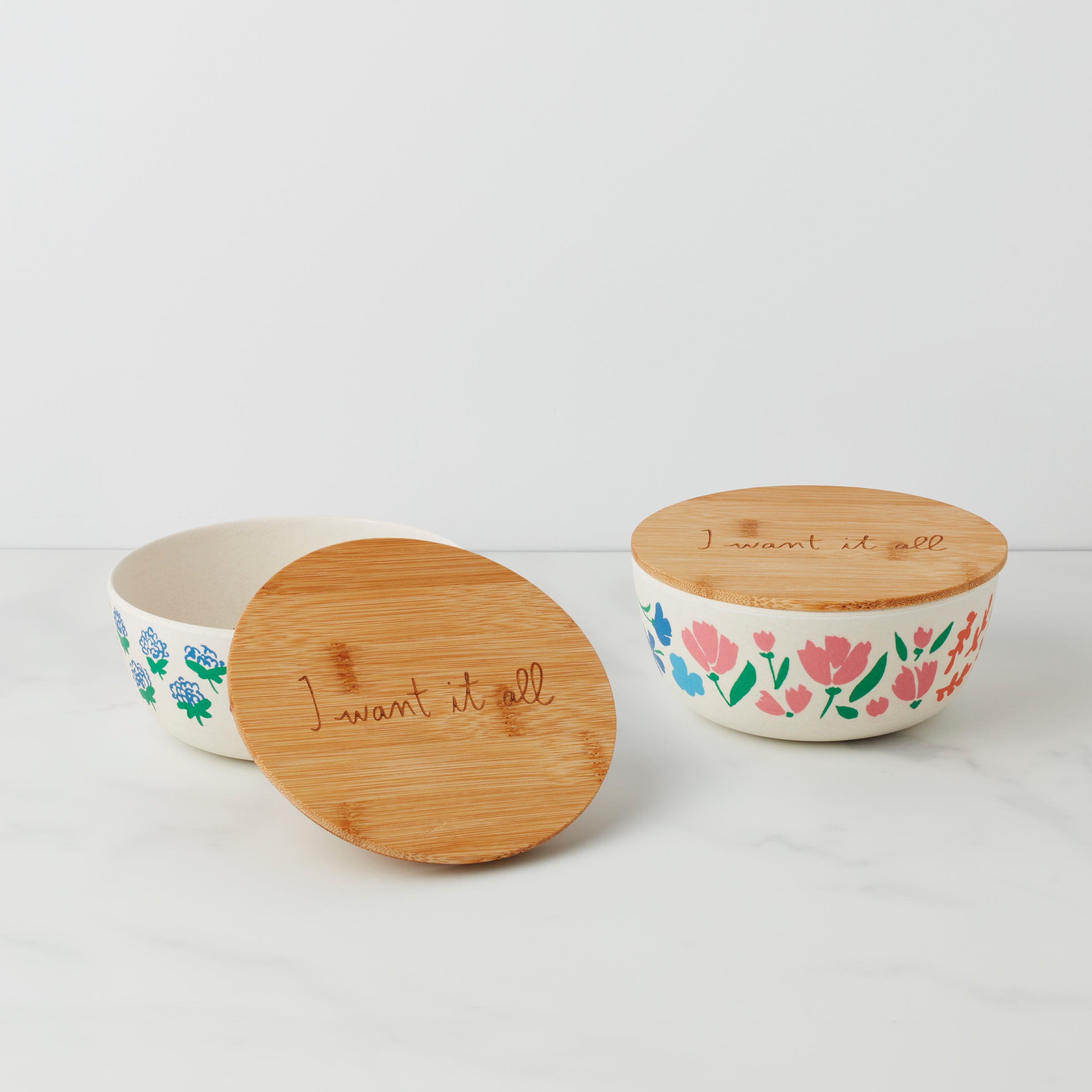 Floral Design Wooden Lid Bowl for Lunches & Leftovers | Floral Fields