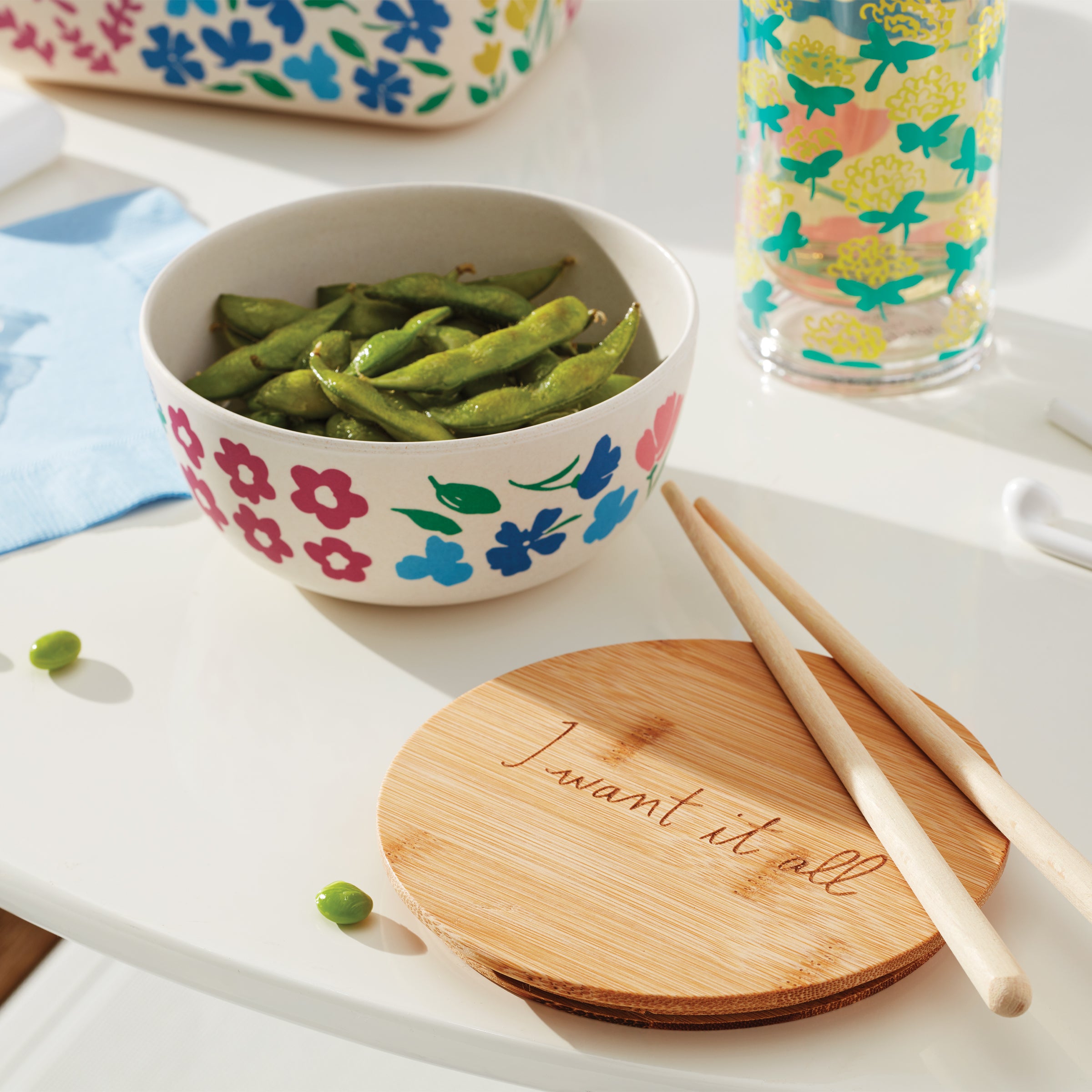 Floral Design Wooden Lid Bowl for Lunches & Leftovers | Floral Fields