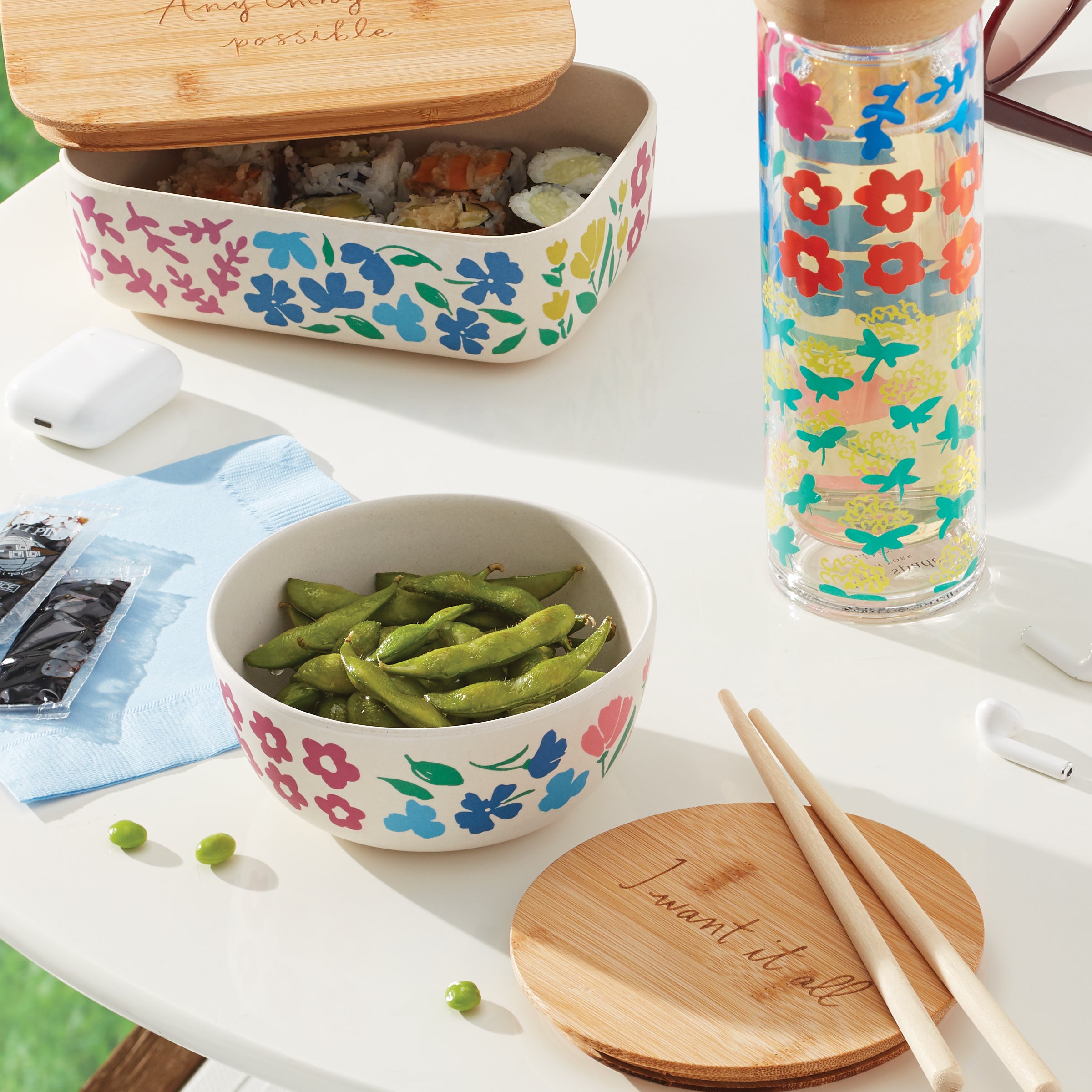 Floral Design Wooden Lid Bowl for Lunches & Leftovers | Floral Fields