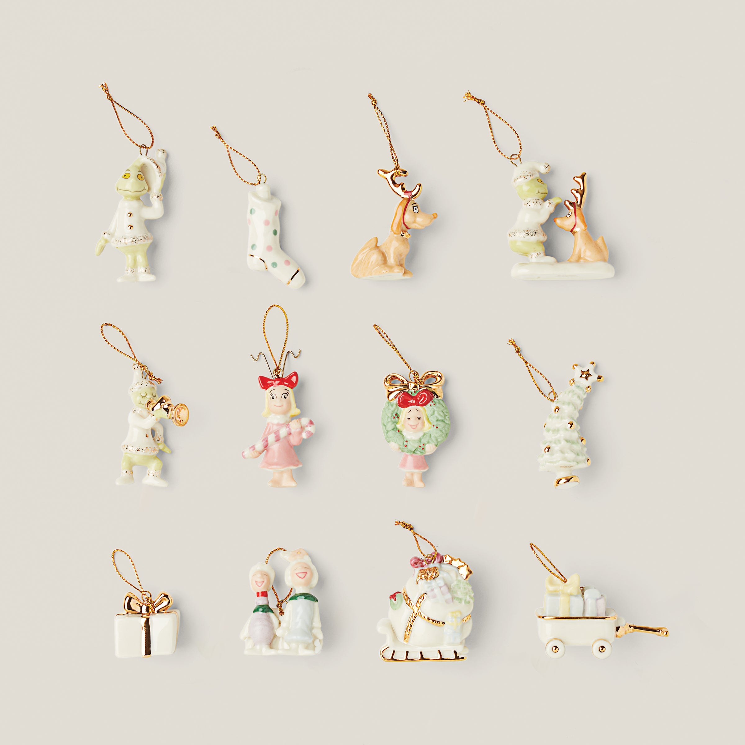 Grinch Christmas Ornament Set - 12-Piece Festive Decor