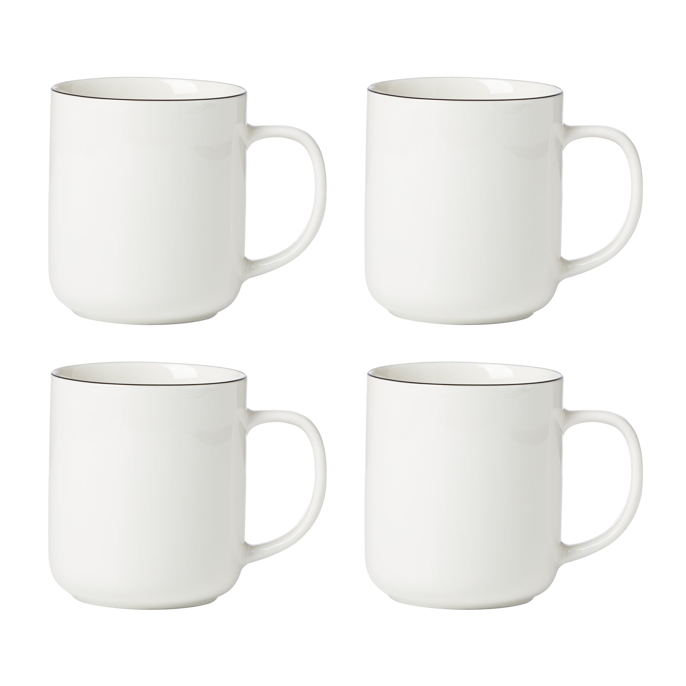 Black Rim Porcelain Mugs - Set of 4 | 24 Seven