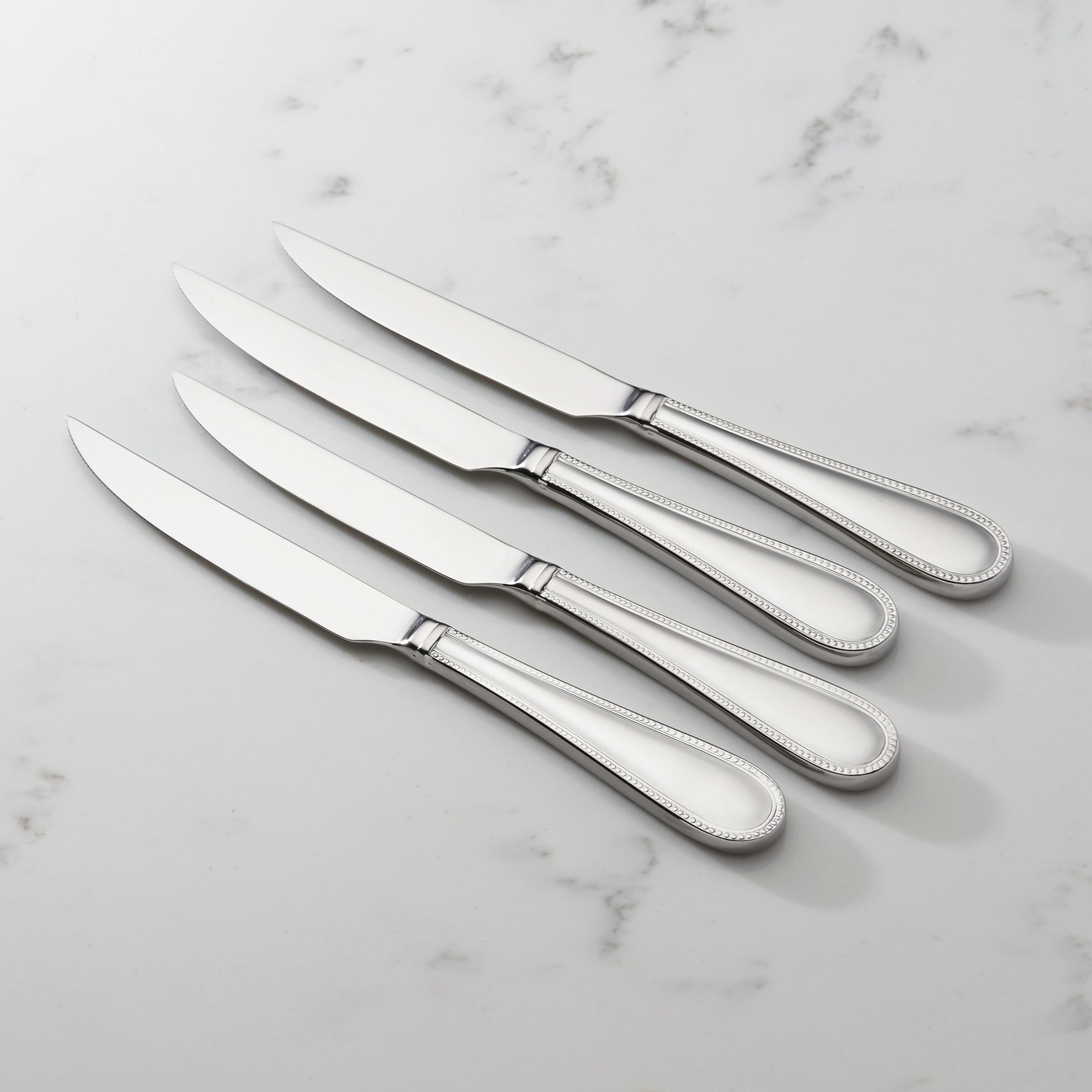 Stainless Steel Steak Knife Set of 4 with Beaded Handle | Lyndon